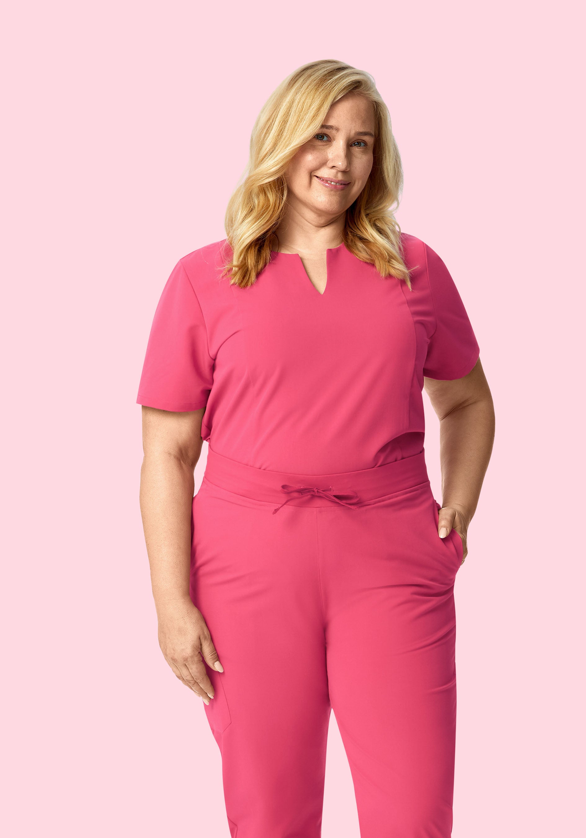 5 Pocket Notch Neck Top Carmine