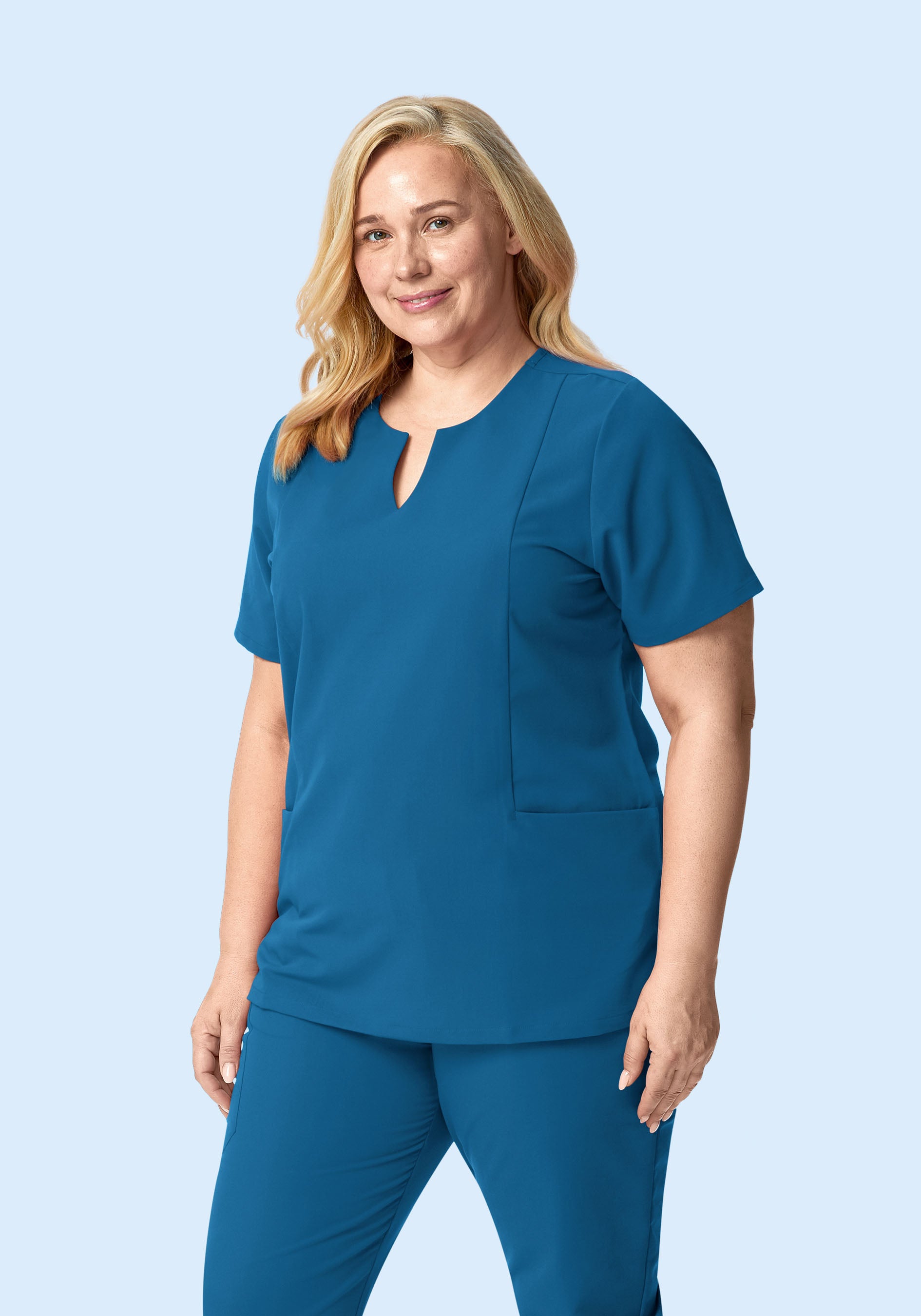 5 Pocket Notch Neck Top Vallarta Blue