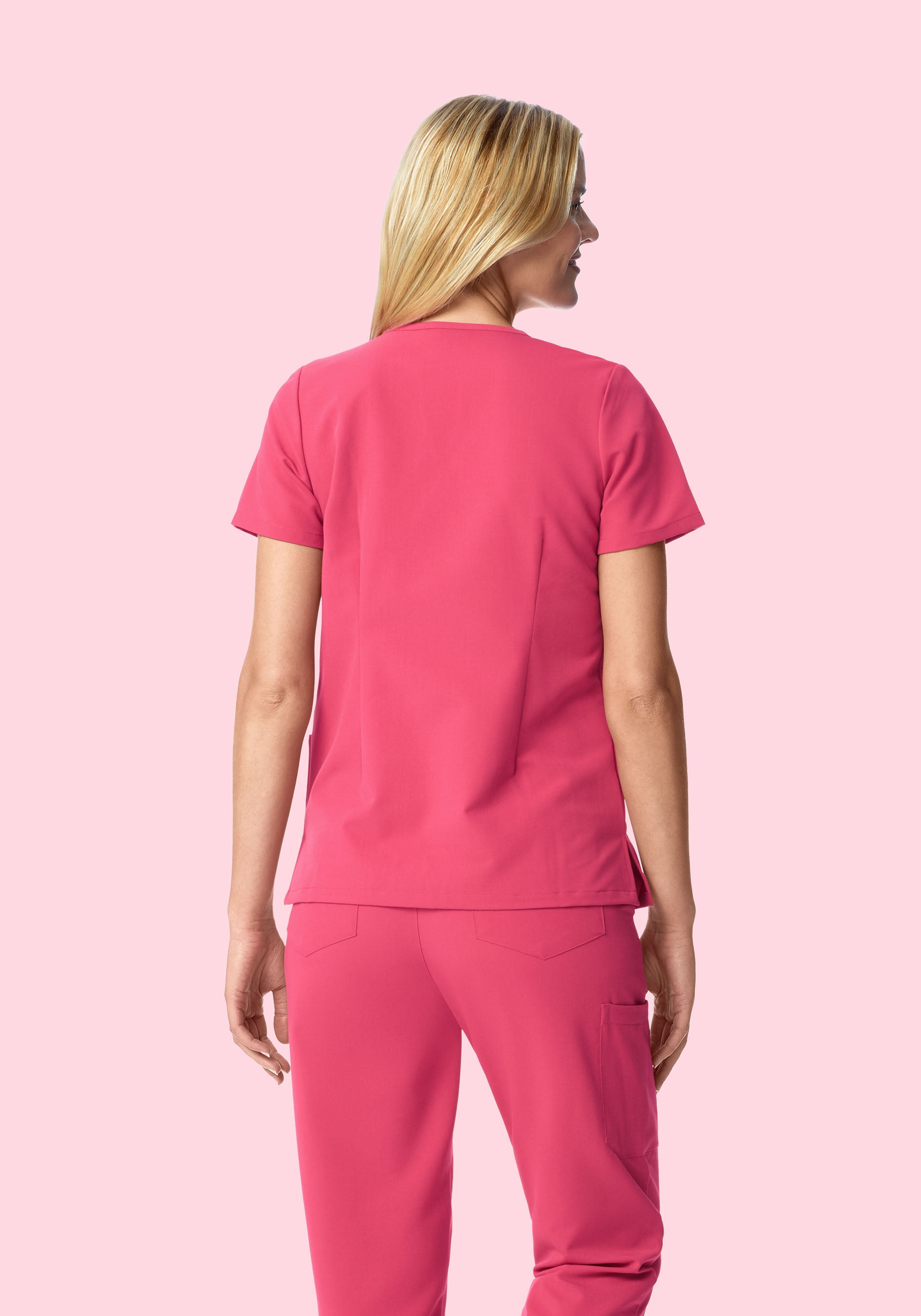 5 Pocket Notch Neck Top Carmine