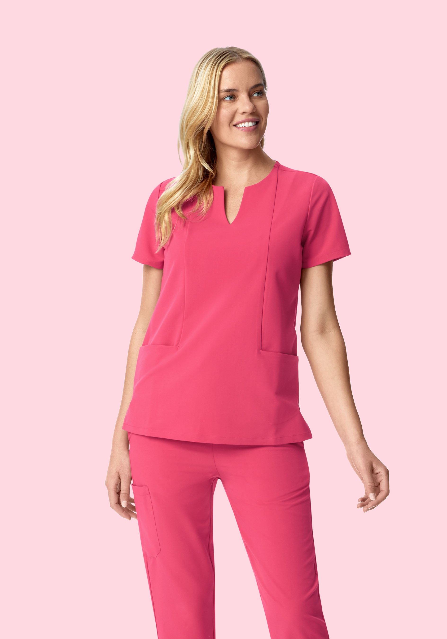 5 Pocket Notch Neck Top Carmine