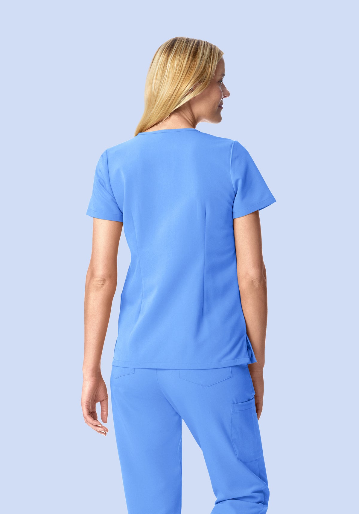 5 Pocket Notch Neck Top Ceil Blue