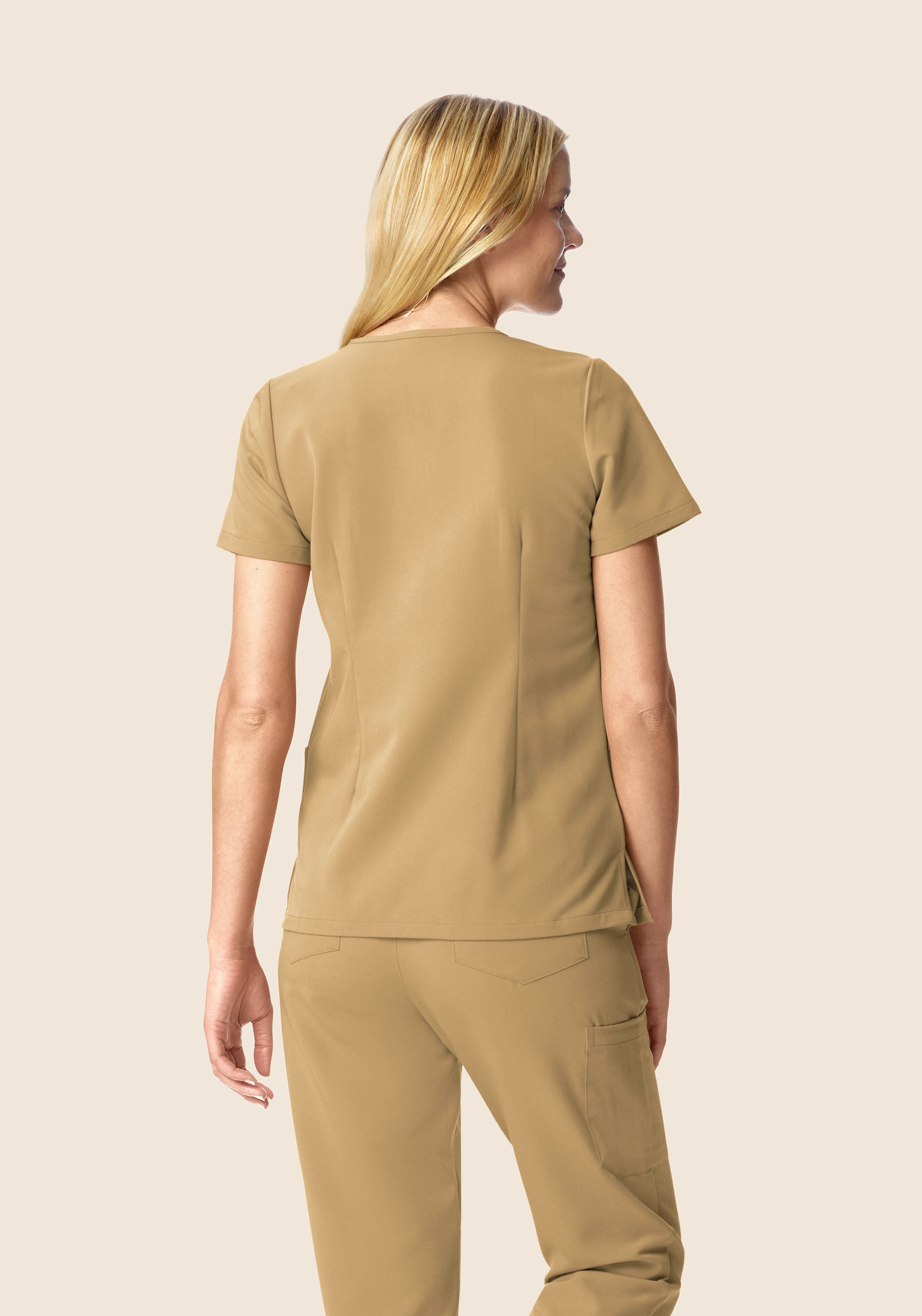 5 Pocket Notch Neck Top Latte