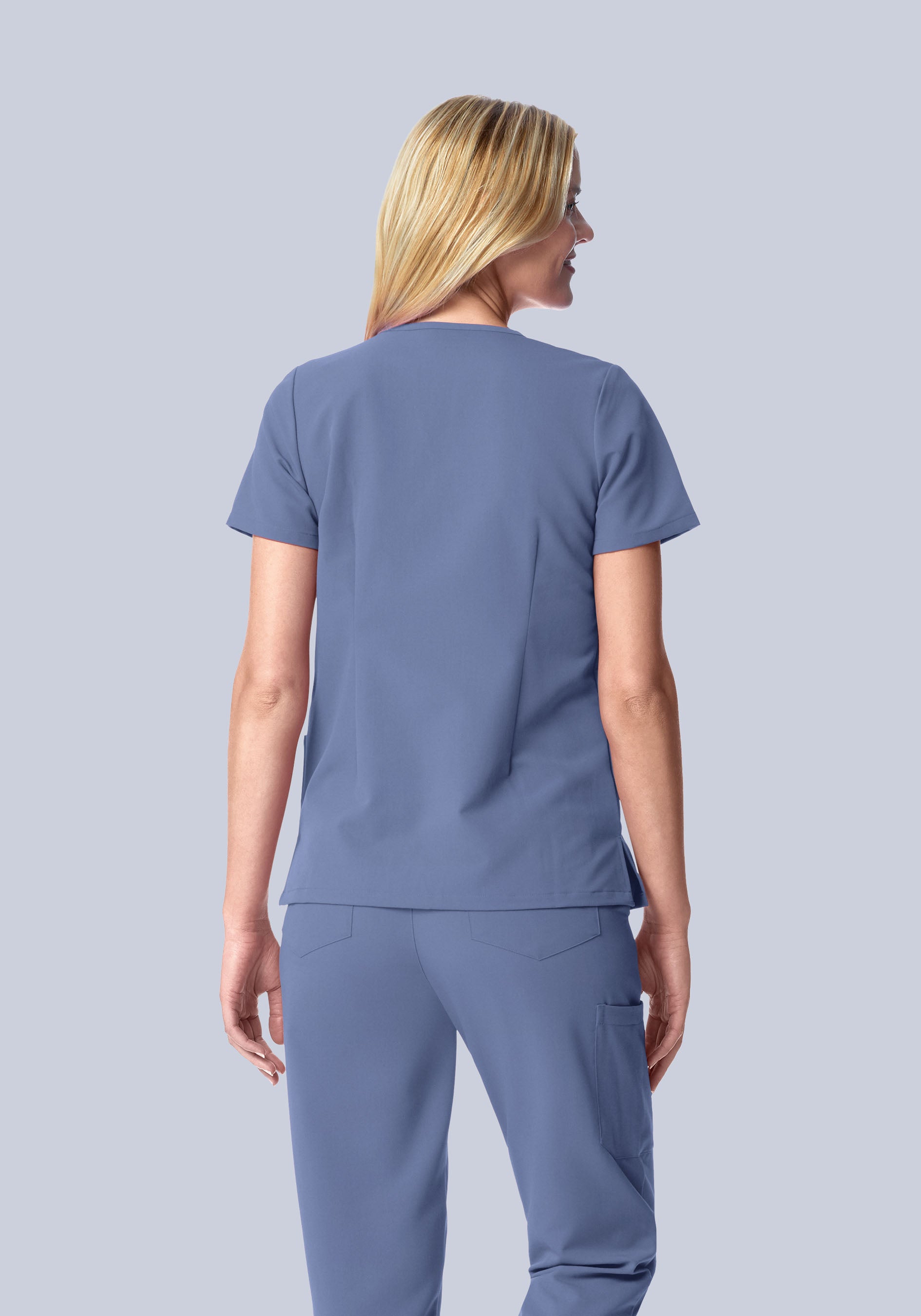 5 Pocket Notch Neck Top Periwinkle