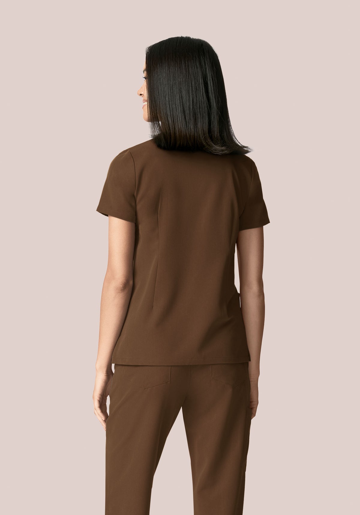 5 Pocket Notch Neck Top Chocolate Brown