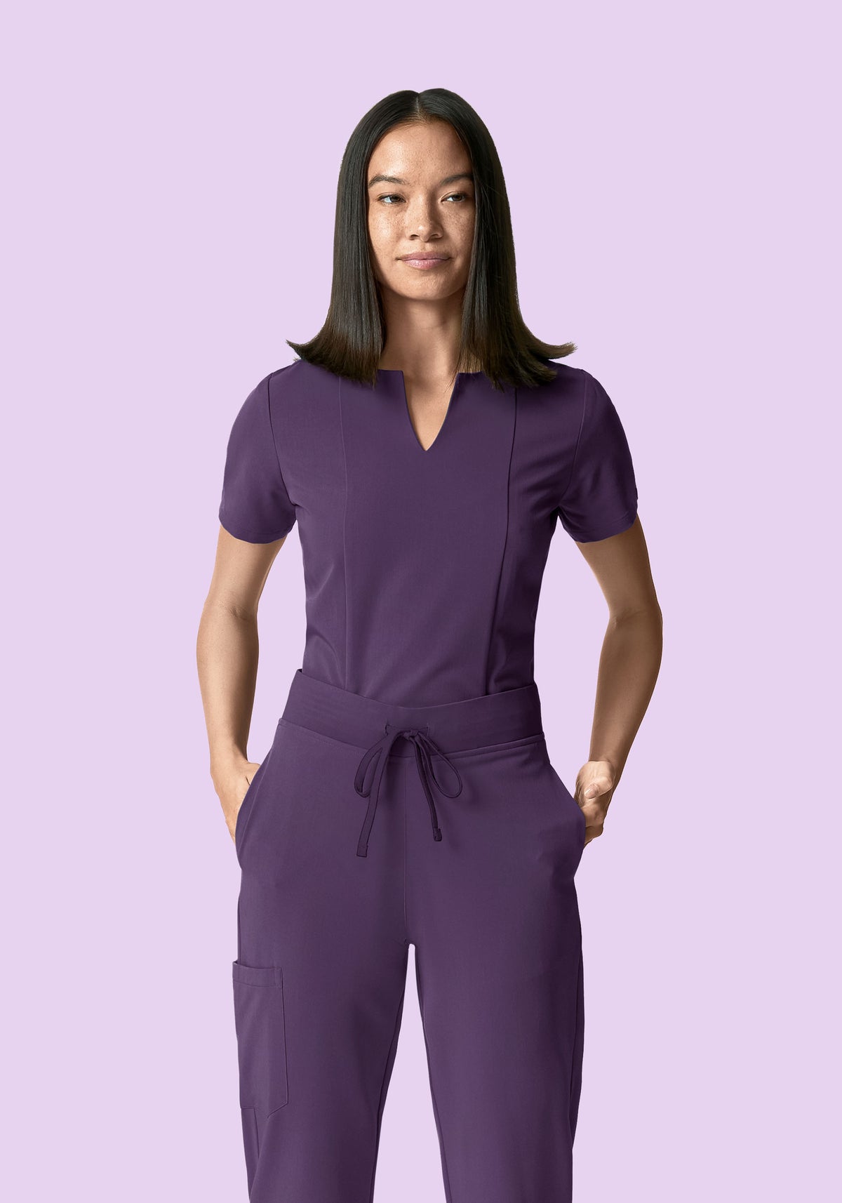 5 Pocket Notch Neck Top Dewberry