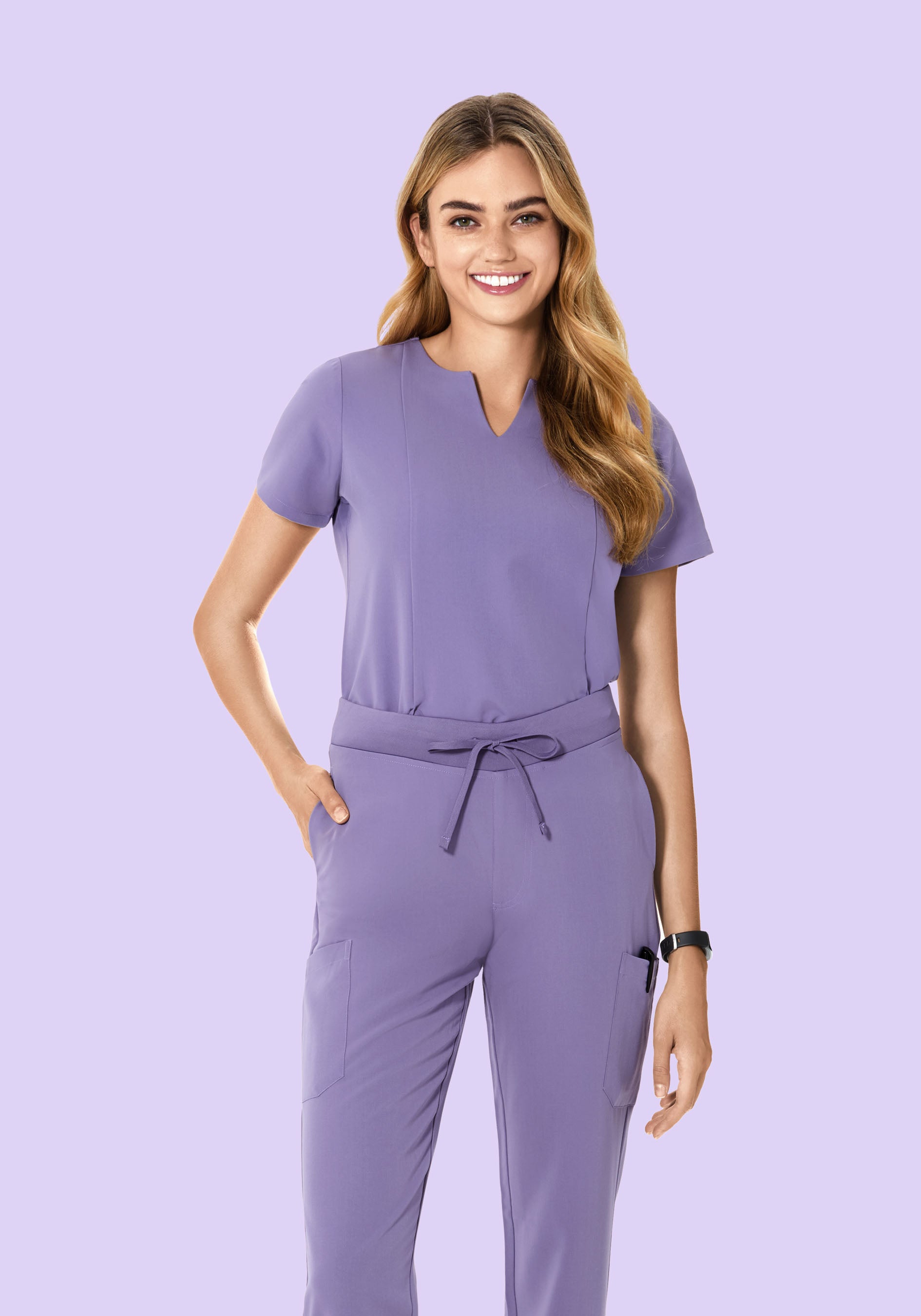 5 Pocket Notch Neck Top Hyacinth