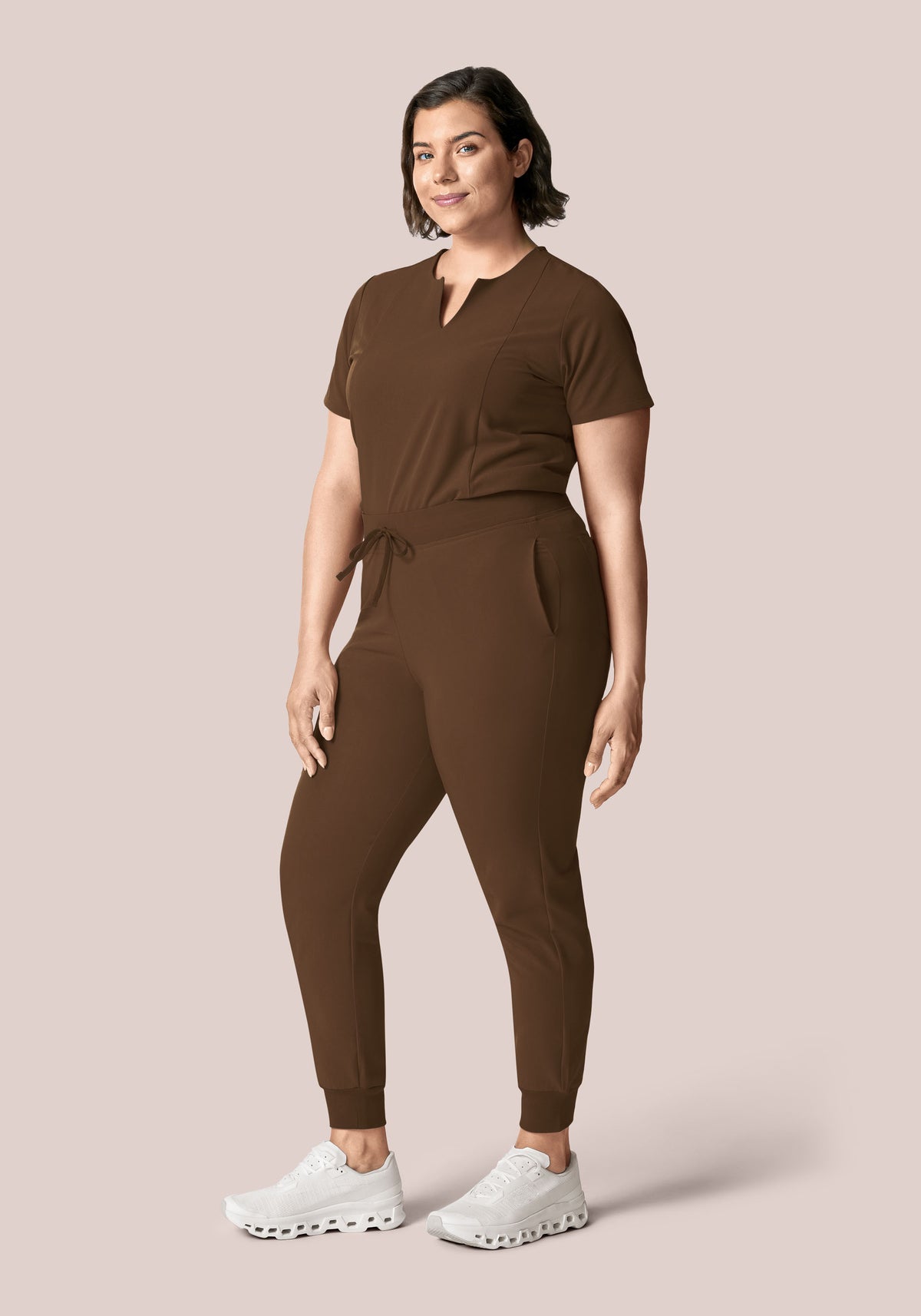 5 Pocket Notch Neck Top Chocolate Brown
