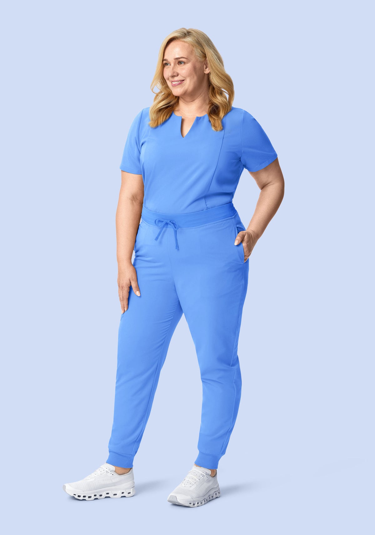 High Waisted Joggers Ceil Blue