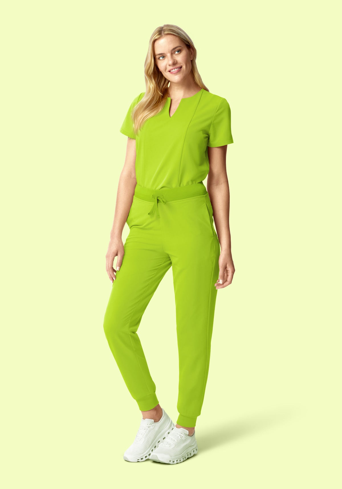 5 Pocket Notch Neck Top Apple Green