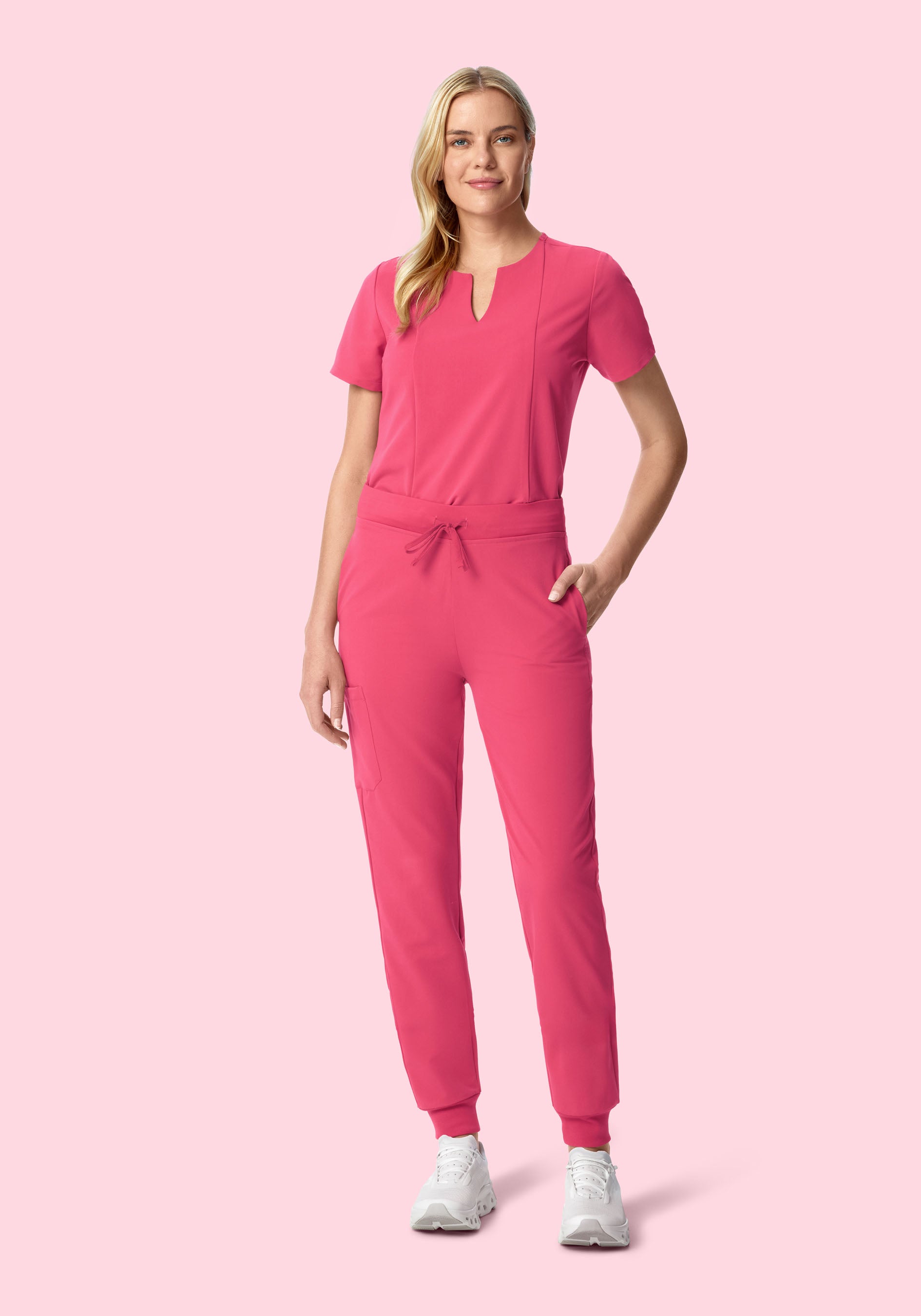 5 Pocket Notch Neck Top Carmine