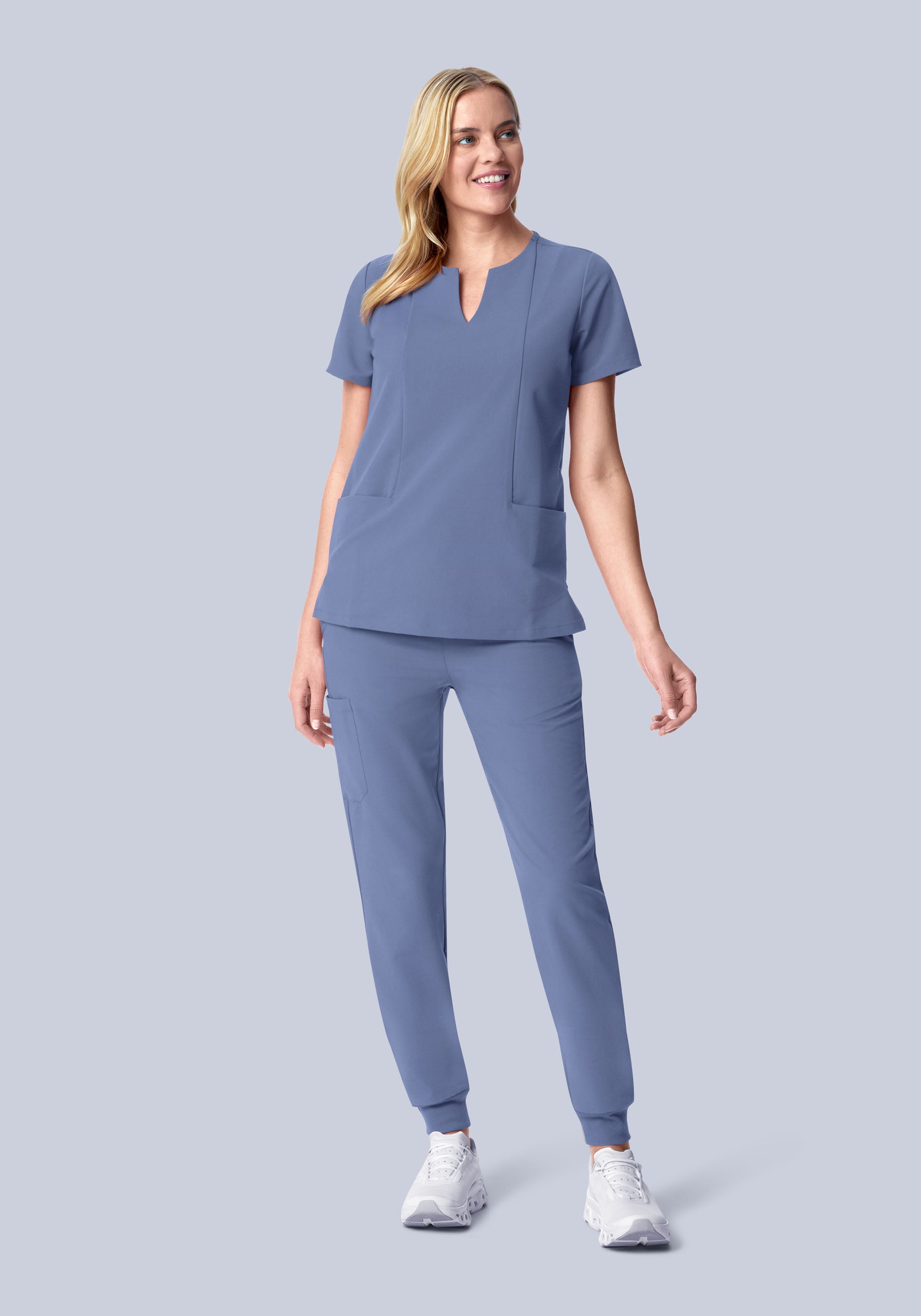 5 Pocket Notch Neck Top Periwinkle