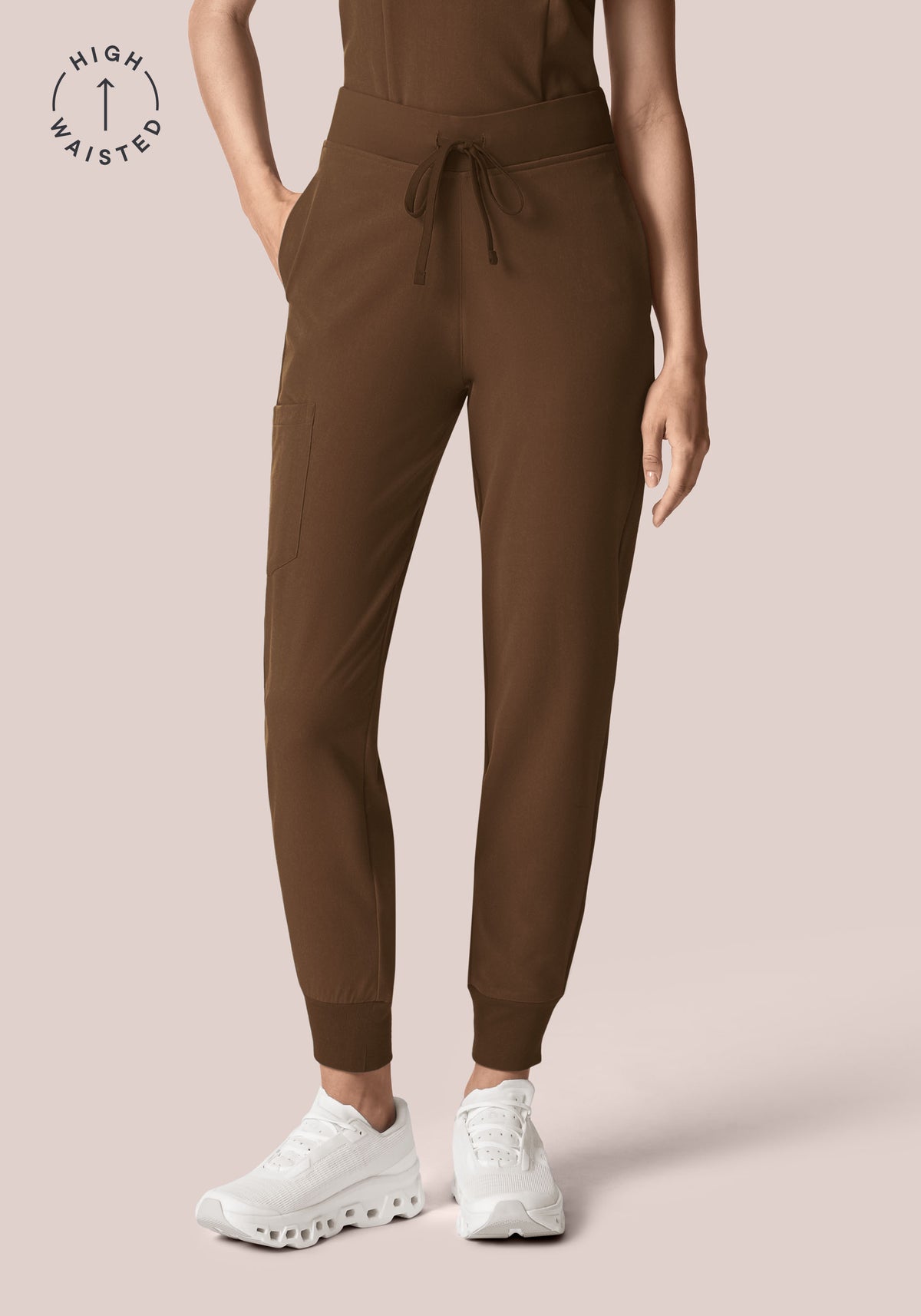 High Waisted Joggers Chocolate Brown