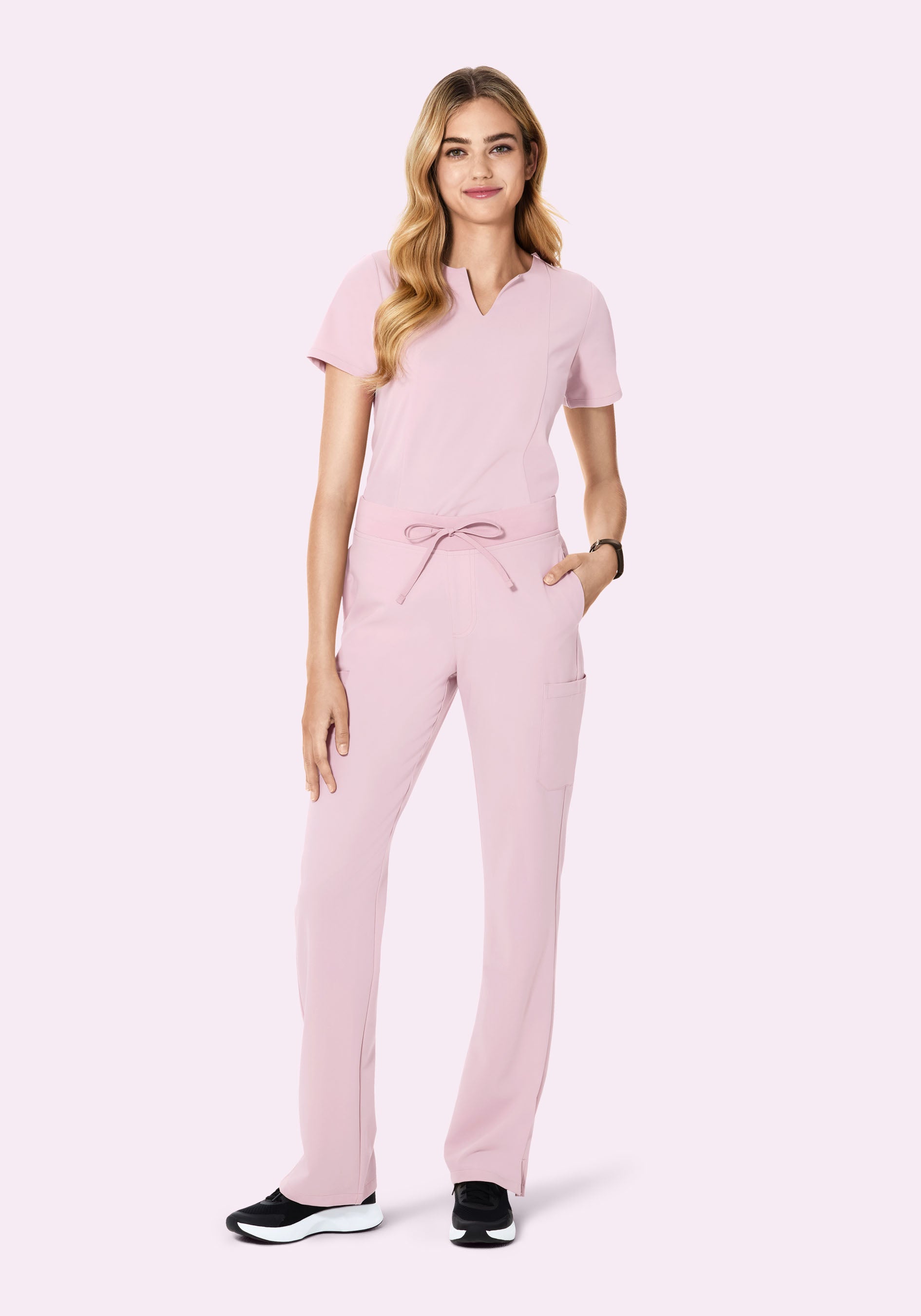 5 Pocket Notch Neck Top Blush Blossom