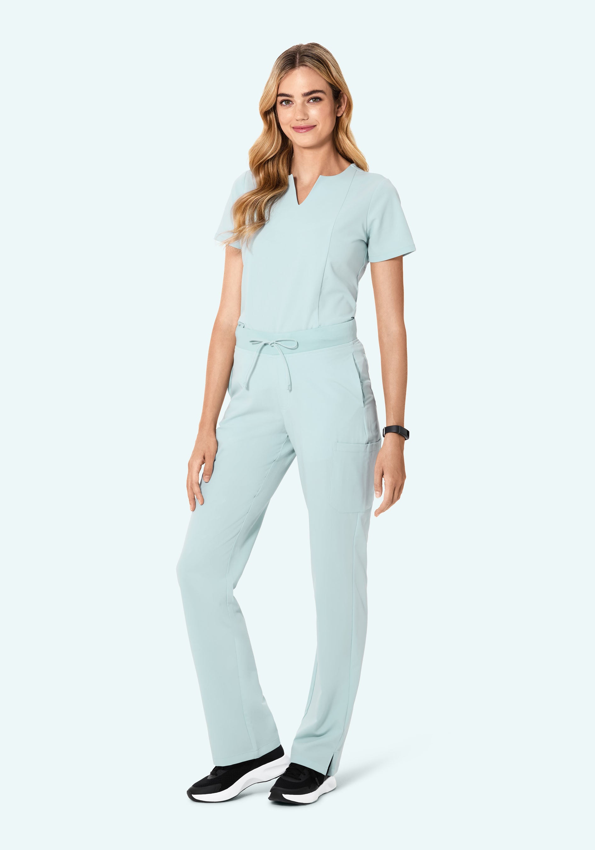 5 Pocket Notch Neck Top Sky