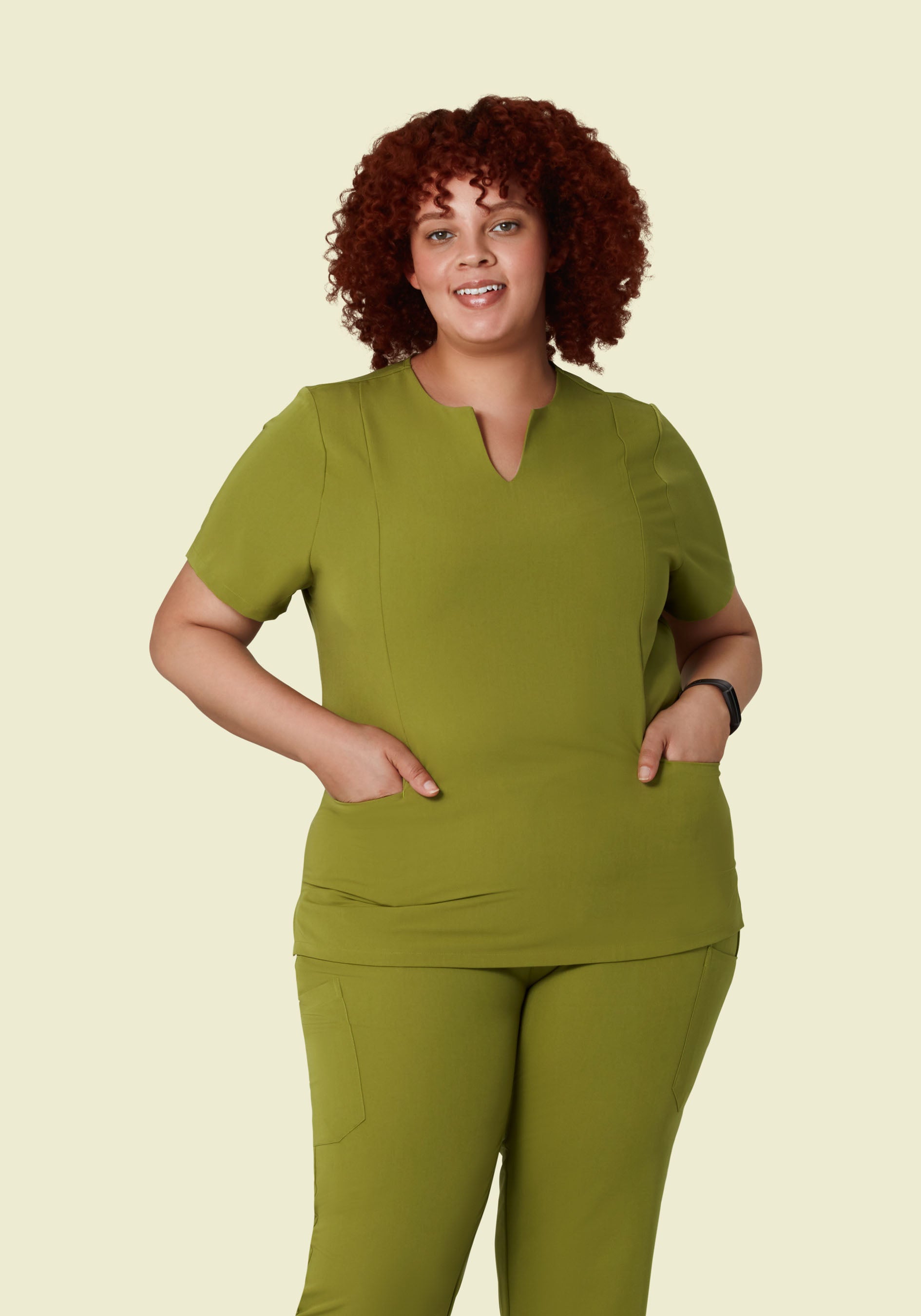5 Pocket Notch Neck Top Avocado