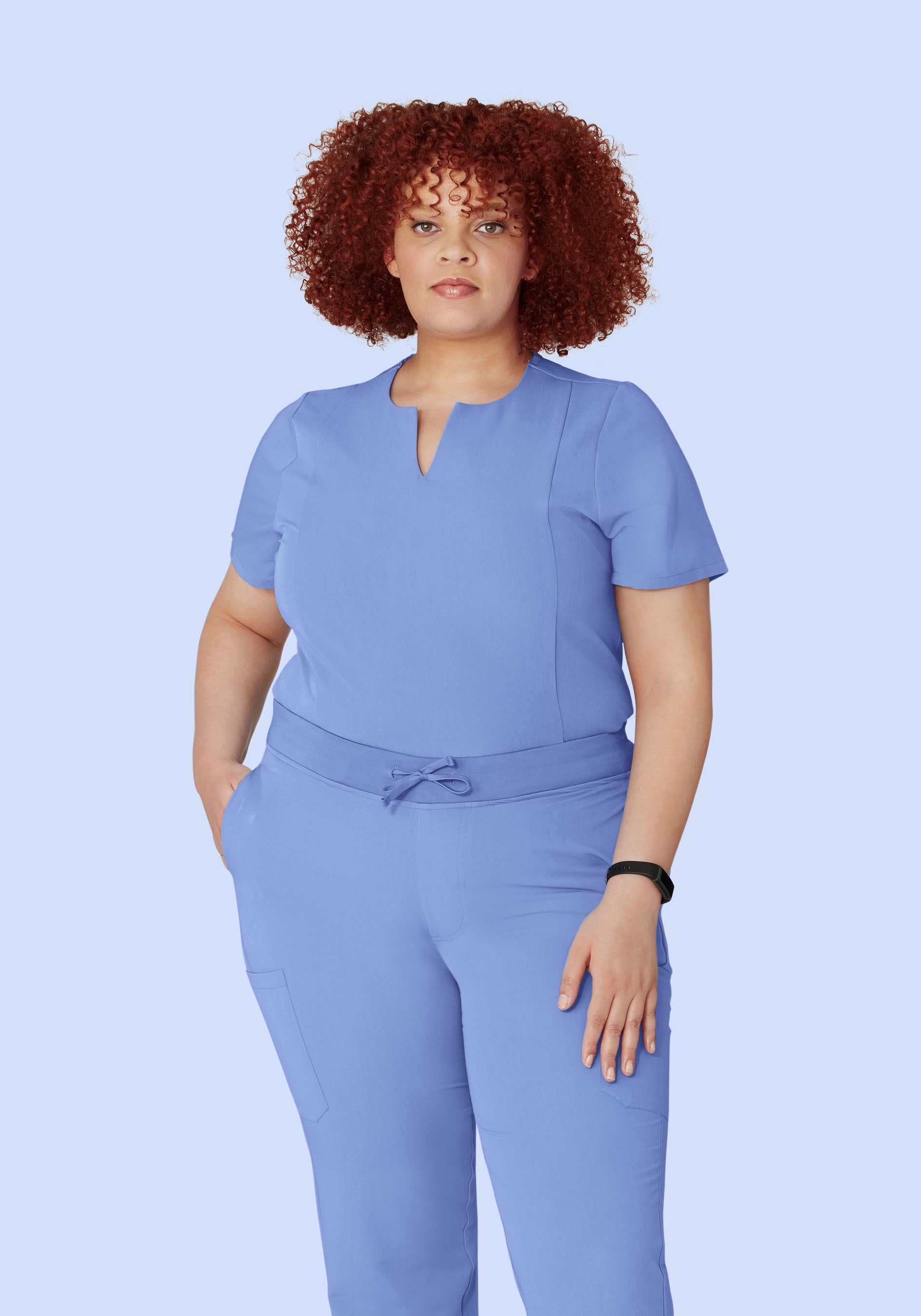 5 Pocket Notch Neck Top Coastline Blue