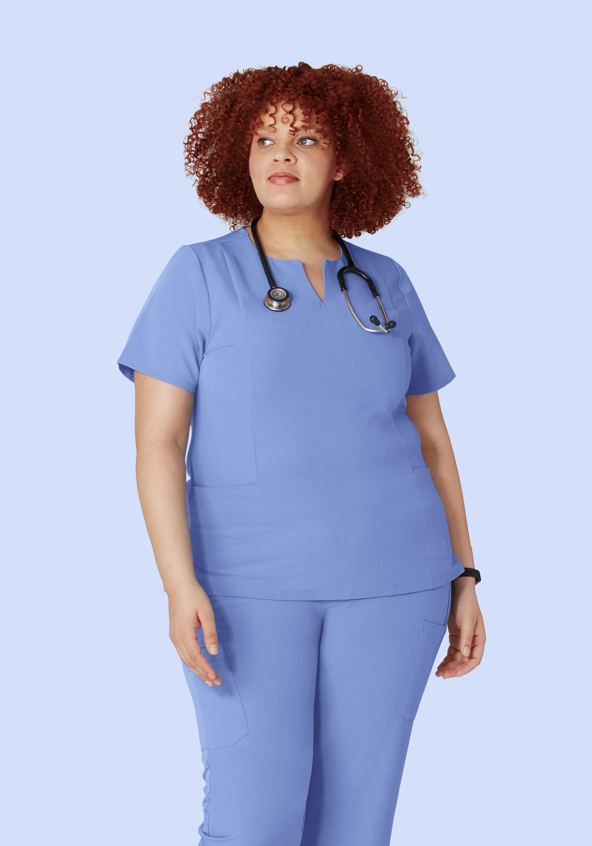 5 Pocket Notch Neck Top Coastline Blue