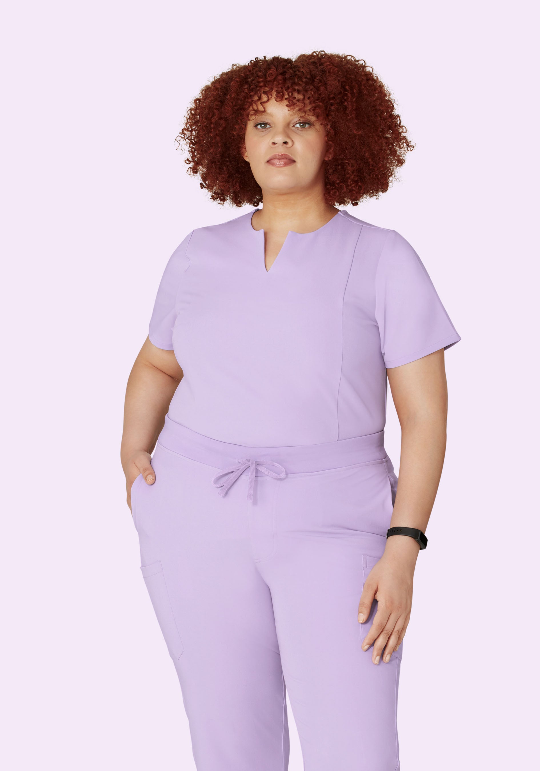 5 Pocket Notch Neck Top Cool Lavender
