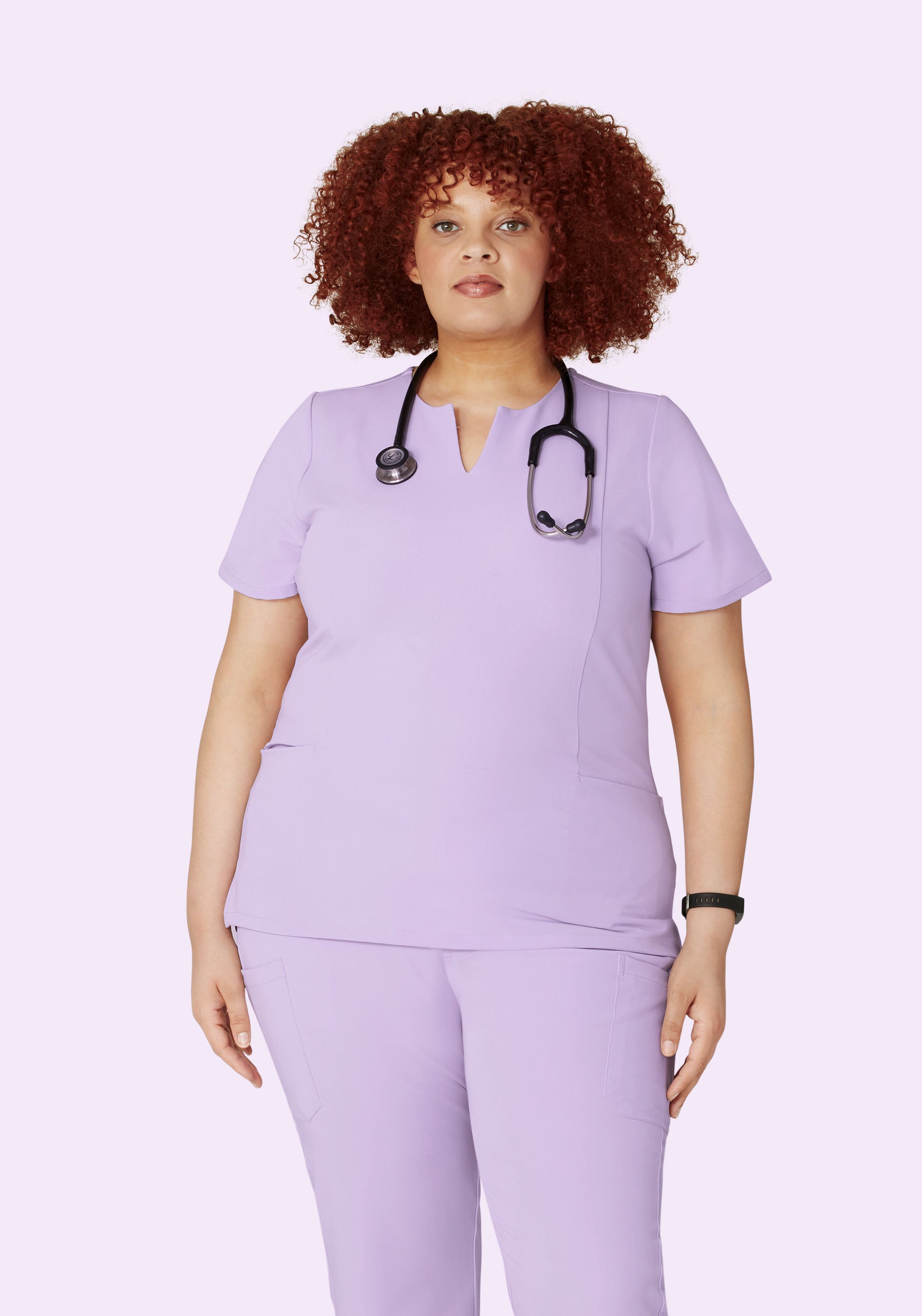 5 Pocket Notch Neck Top Cool Lavender