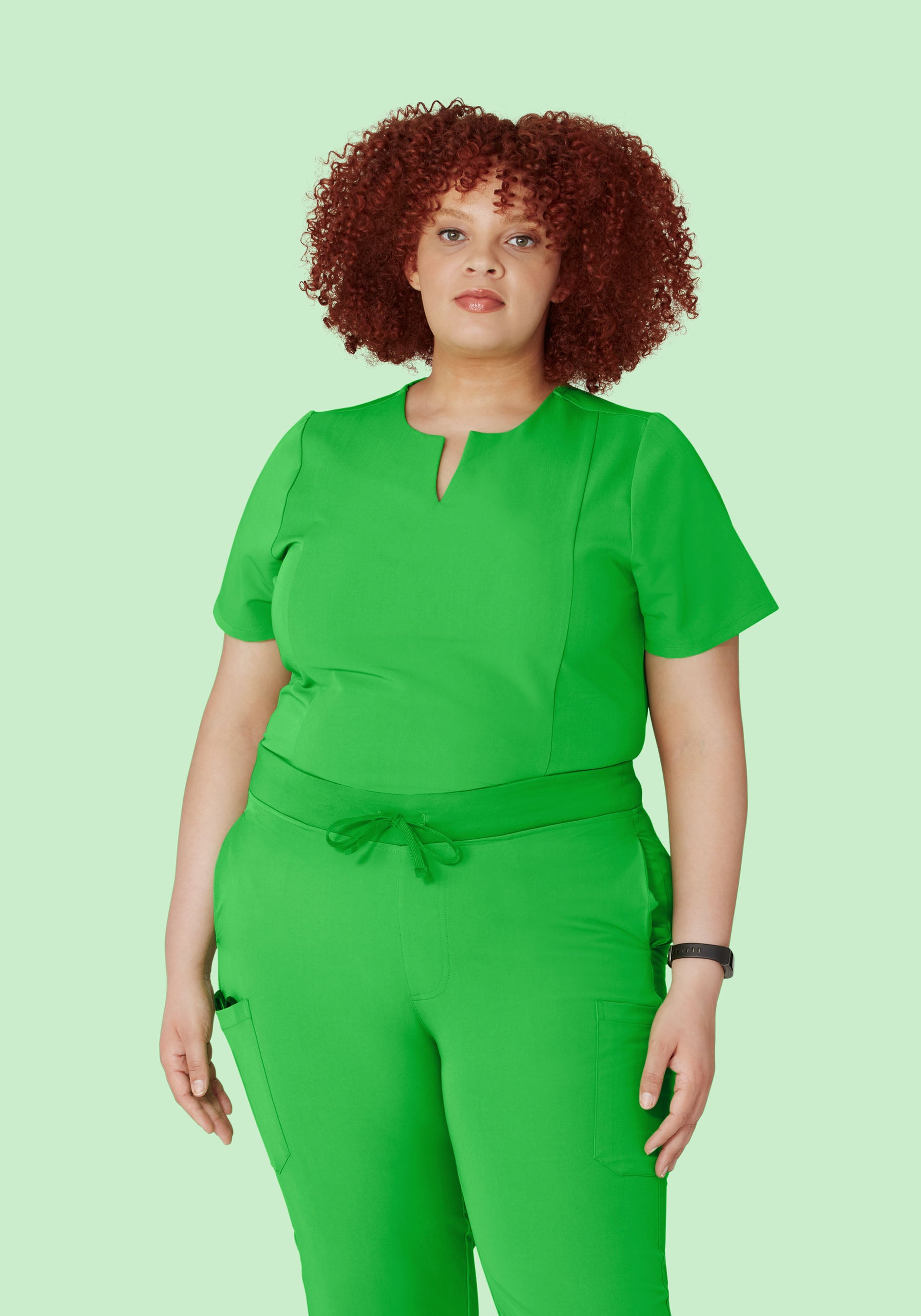 5 Pocket Notch Neck Top Kelly Green