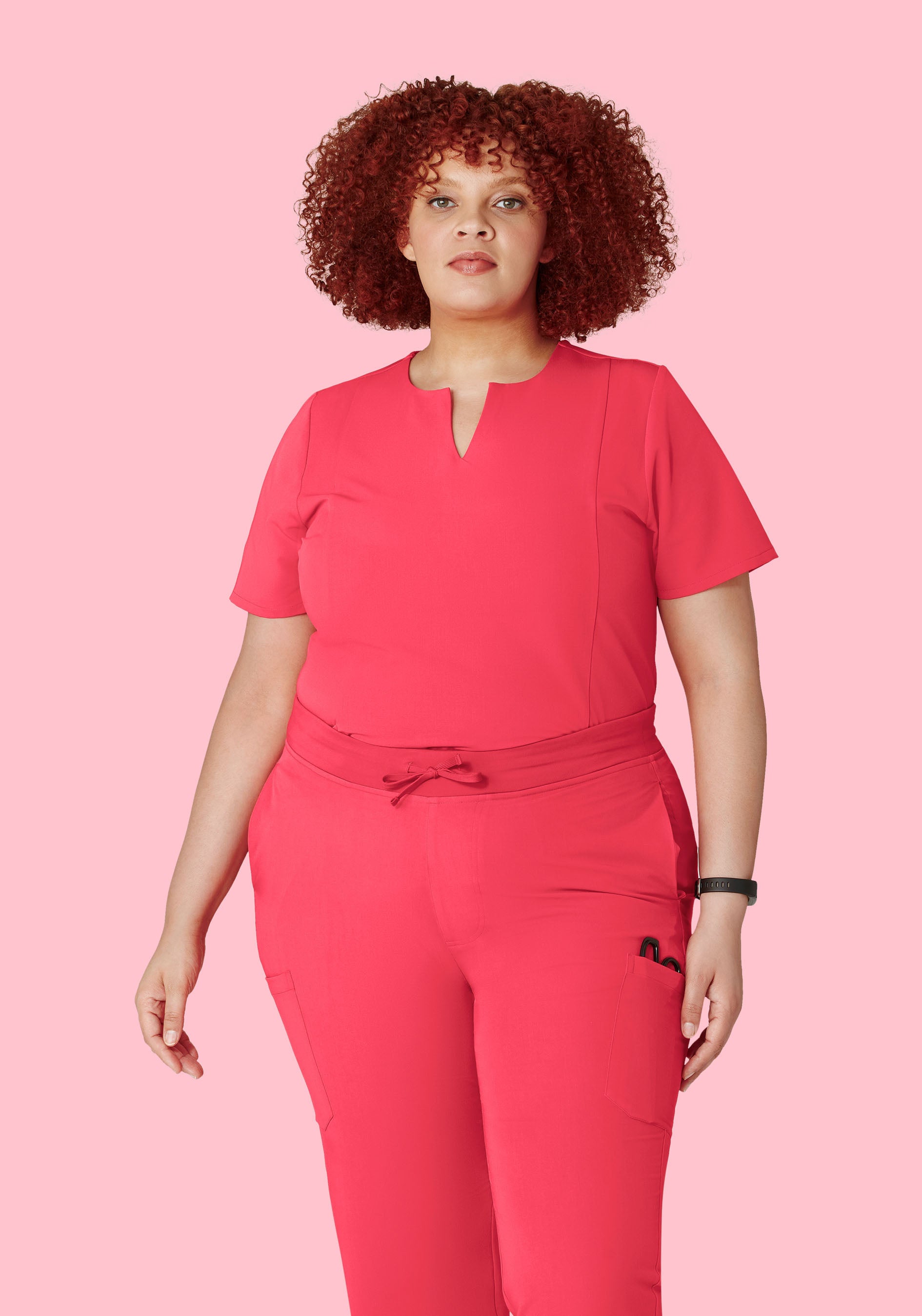 5 Pocket Notch Neck Top Paradise Pink