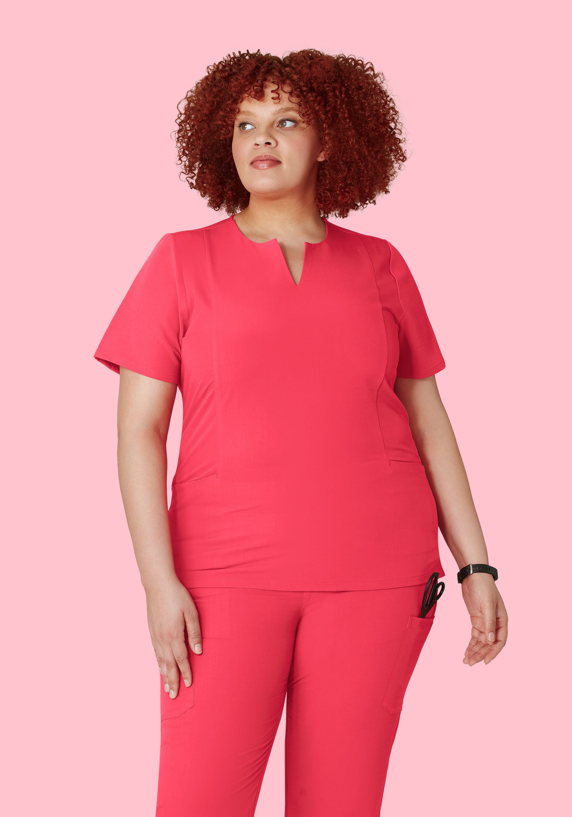5 Pocket Notch Neck Top Paradise Pink