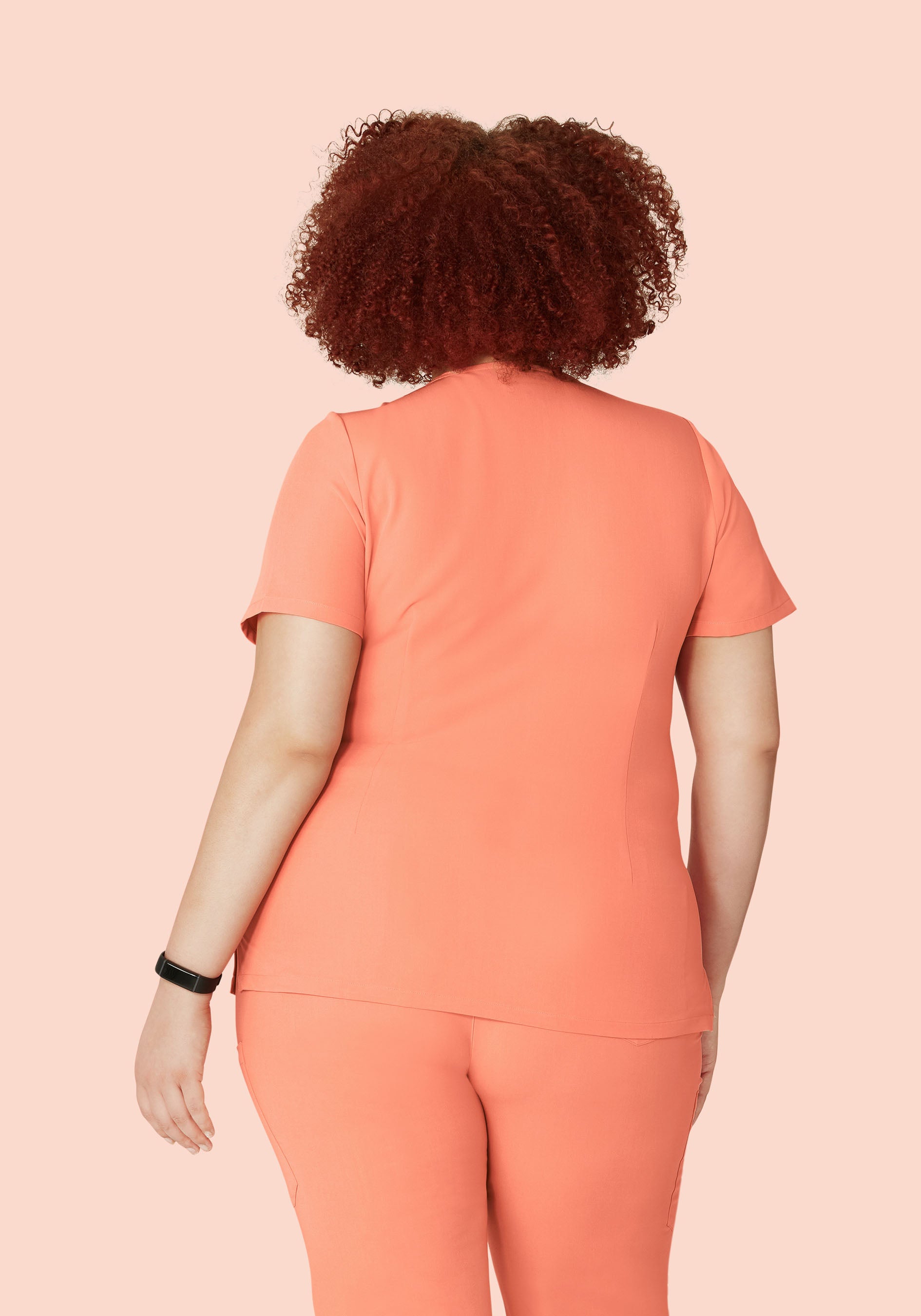 5 Pocket Notch Neck Top Peach
