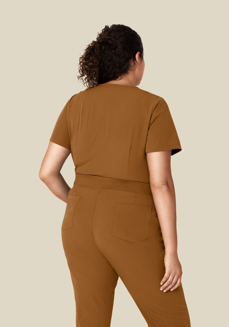 5 Pocket Notch Neck Top Camel