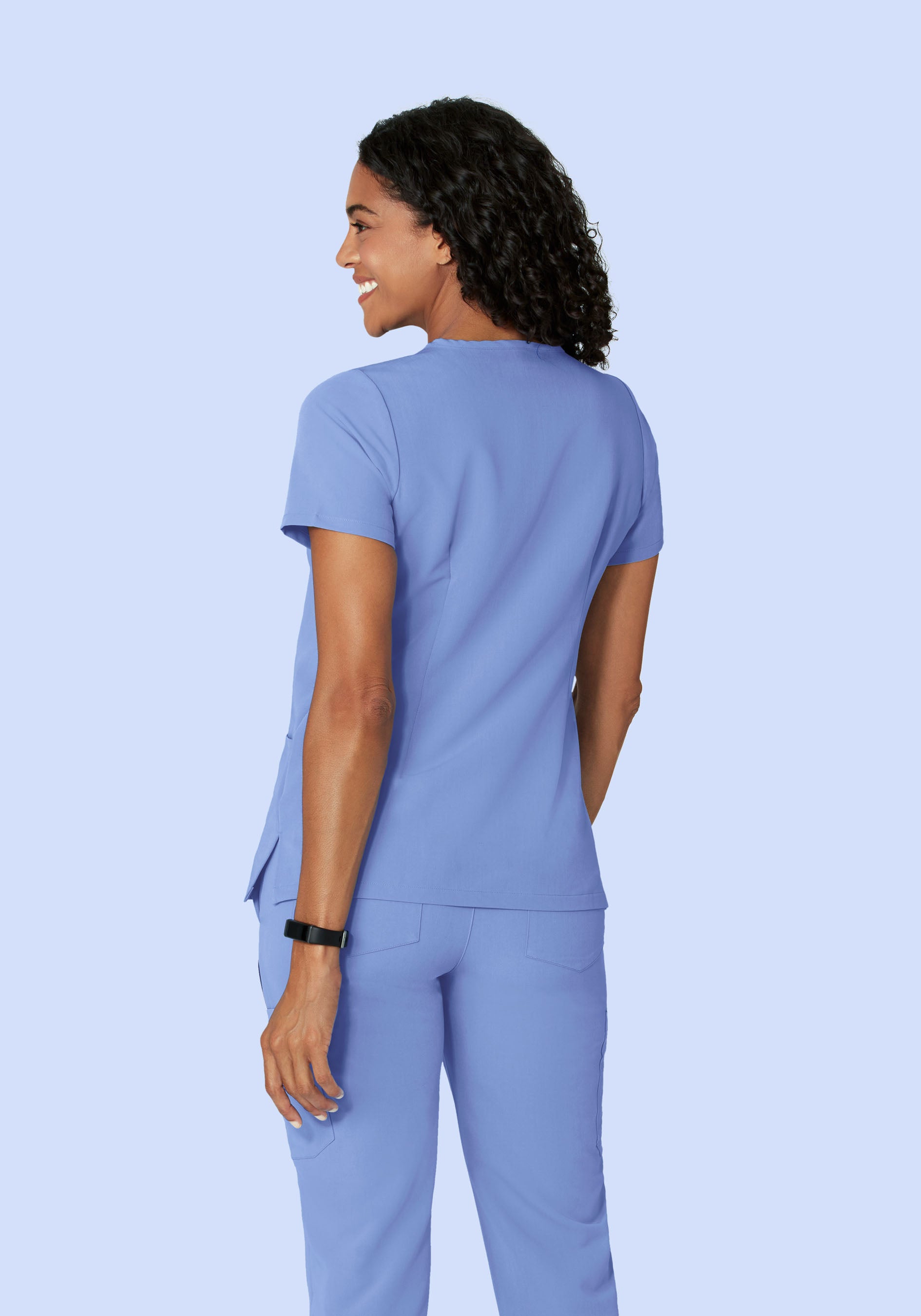 5 Pocket Notch Neck Top Coastline Blue