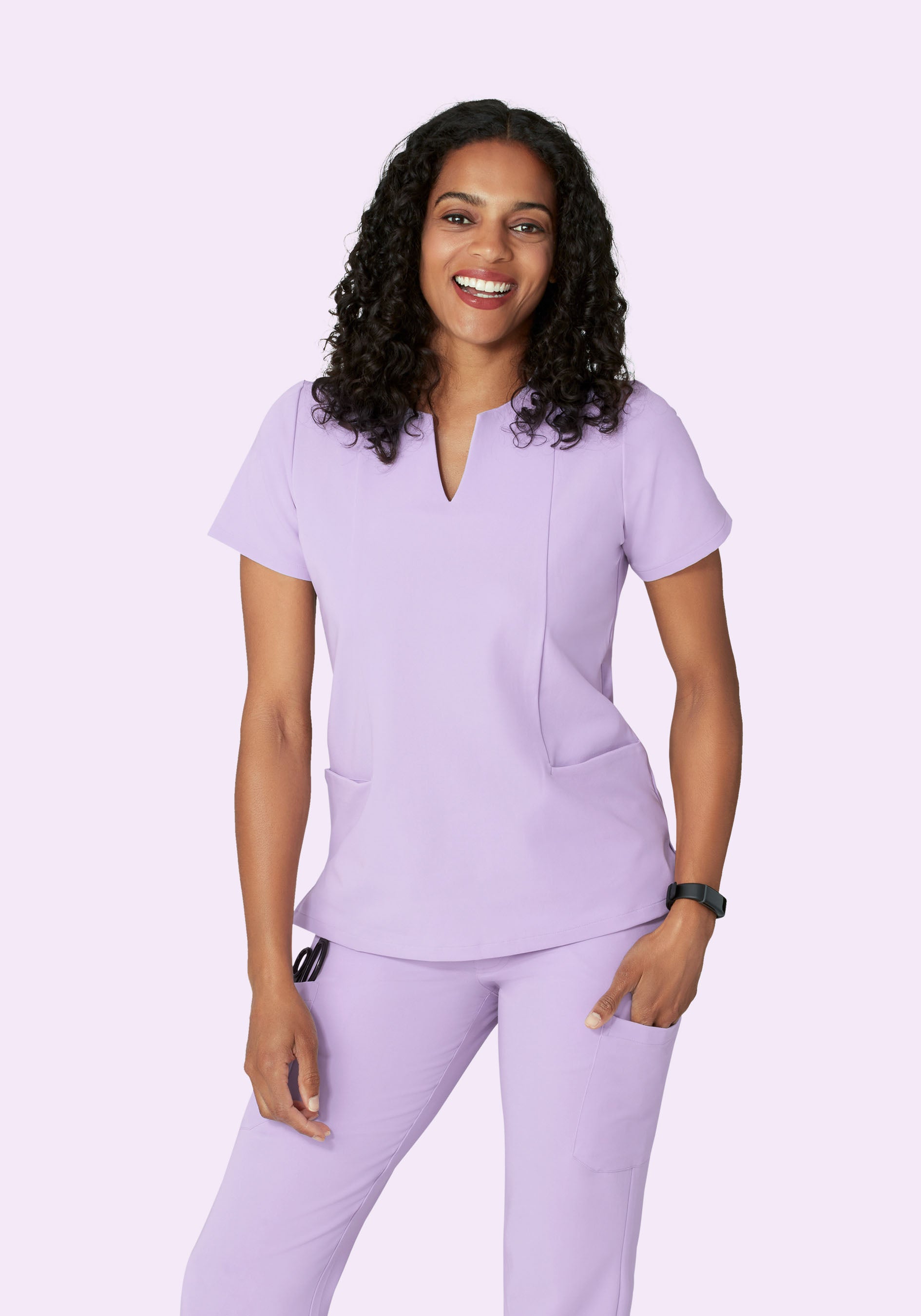 5 Pocket Notch Neck Top Cool Lavender