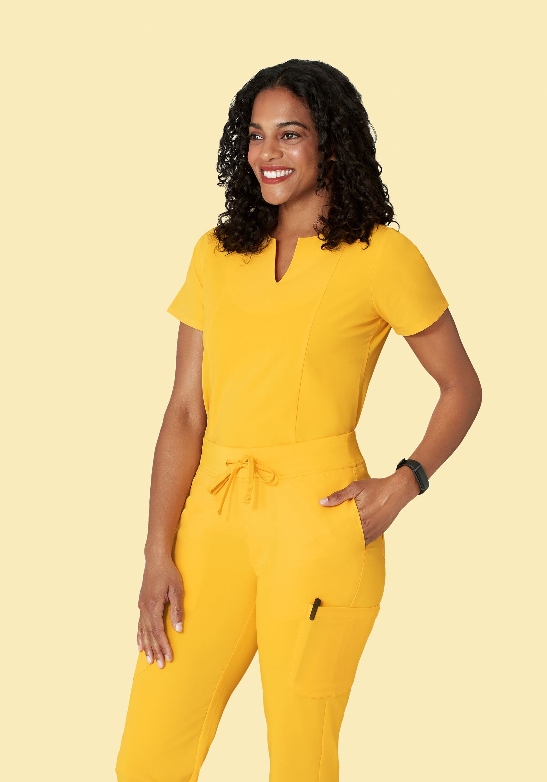Women's Notch Neck Scrub Top - Daffodil | Mandala Scrubs