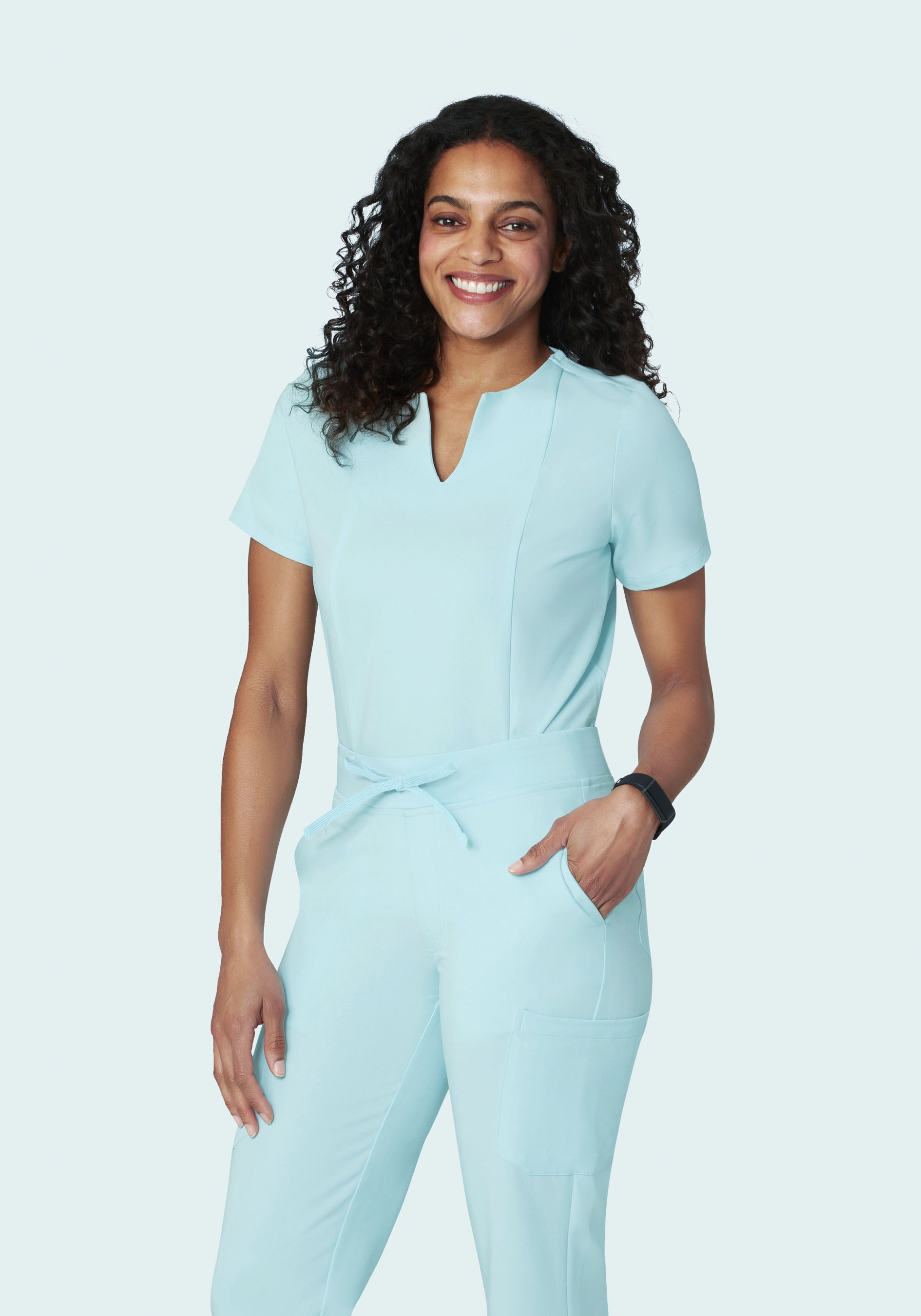 5 Pocket Notch Neck Top Glacier