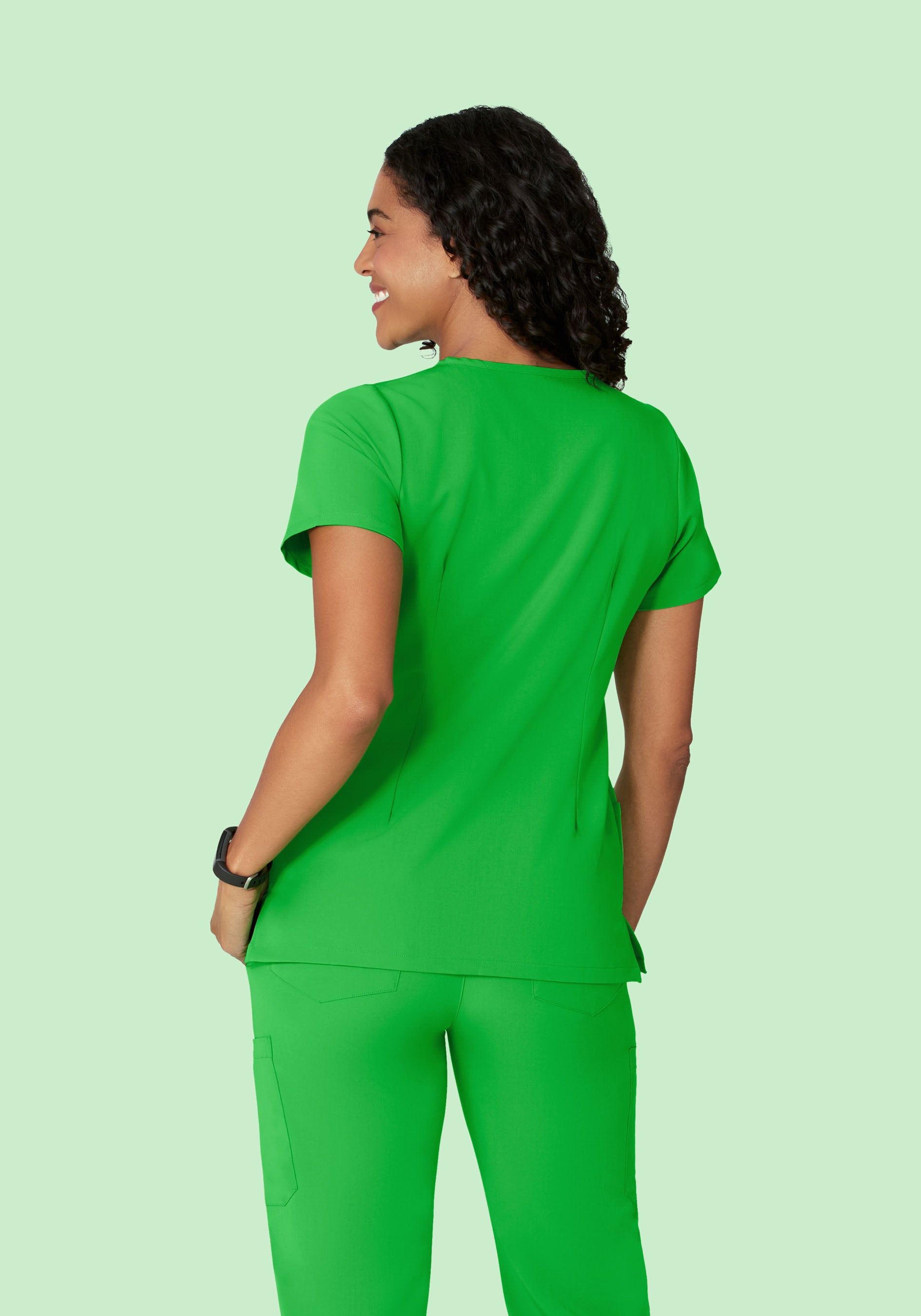 5 Pocket Notch Neck Top Kelly Green