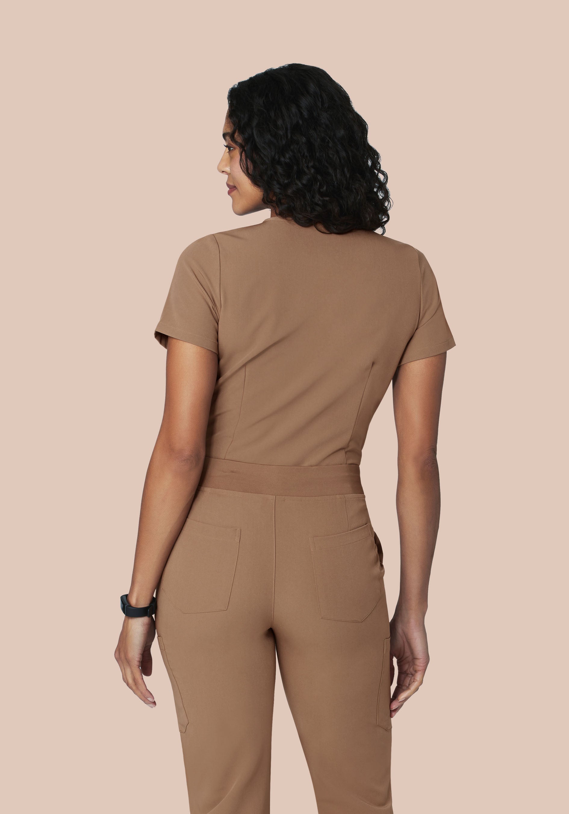 5 Pocket Notch Neck Top Mocha