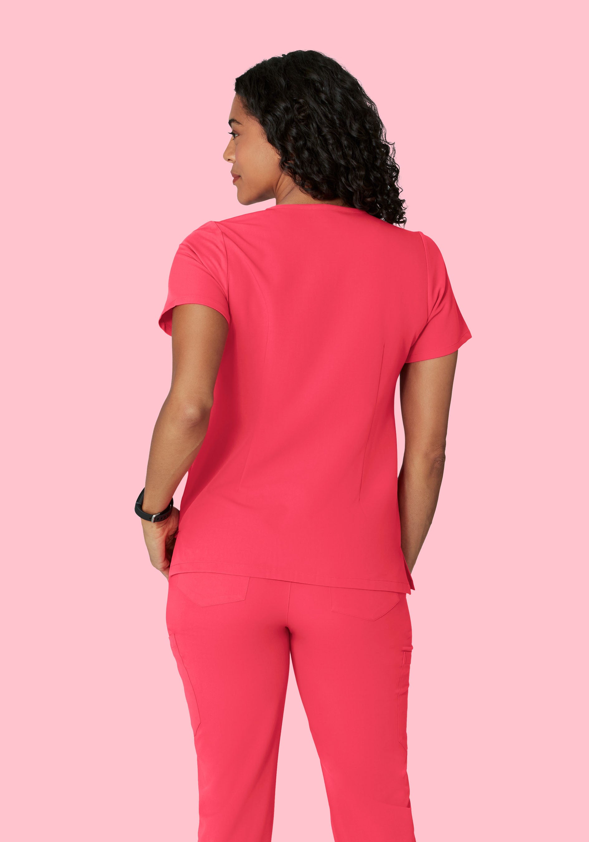 5 Pocket Notch Neck Top Paradise Pink