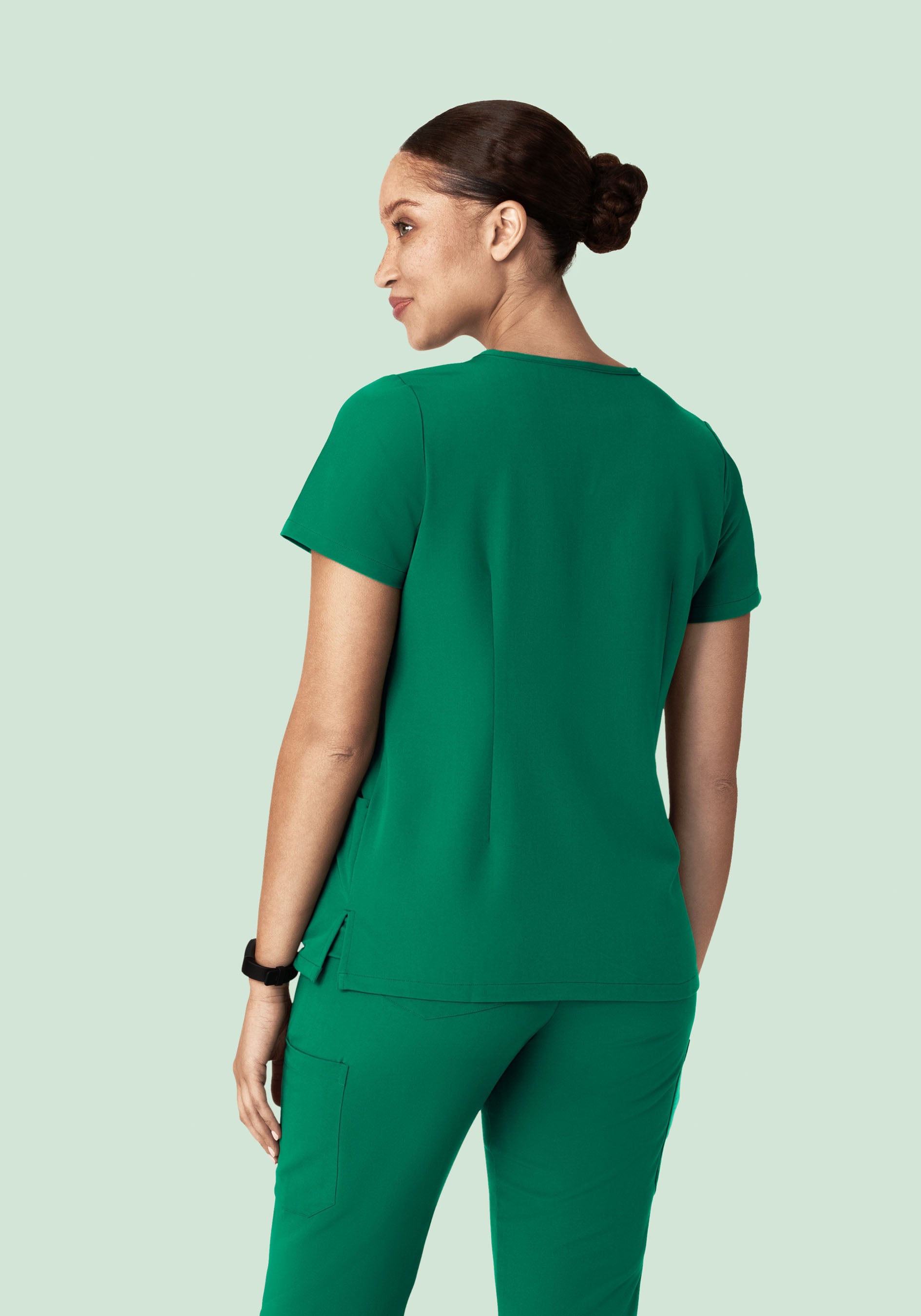 5 Pocket Notch Neck Top Envy Green