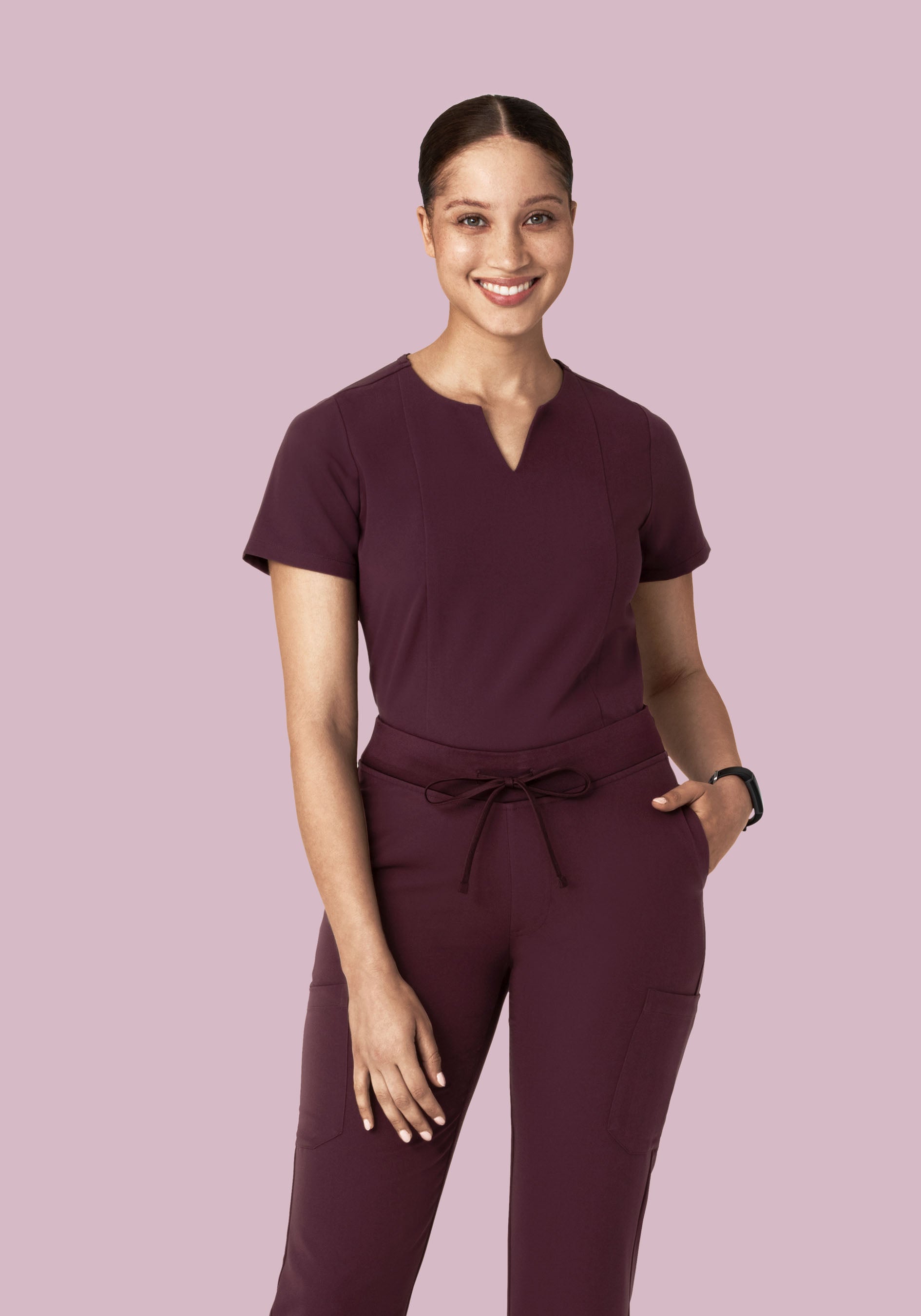 5 Pocket Notch Neck Top Merlot