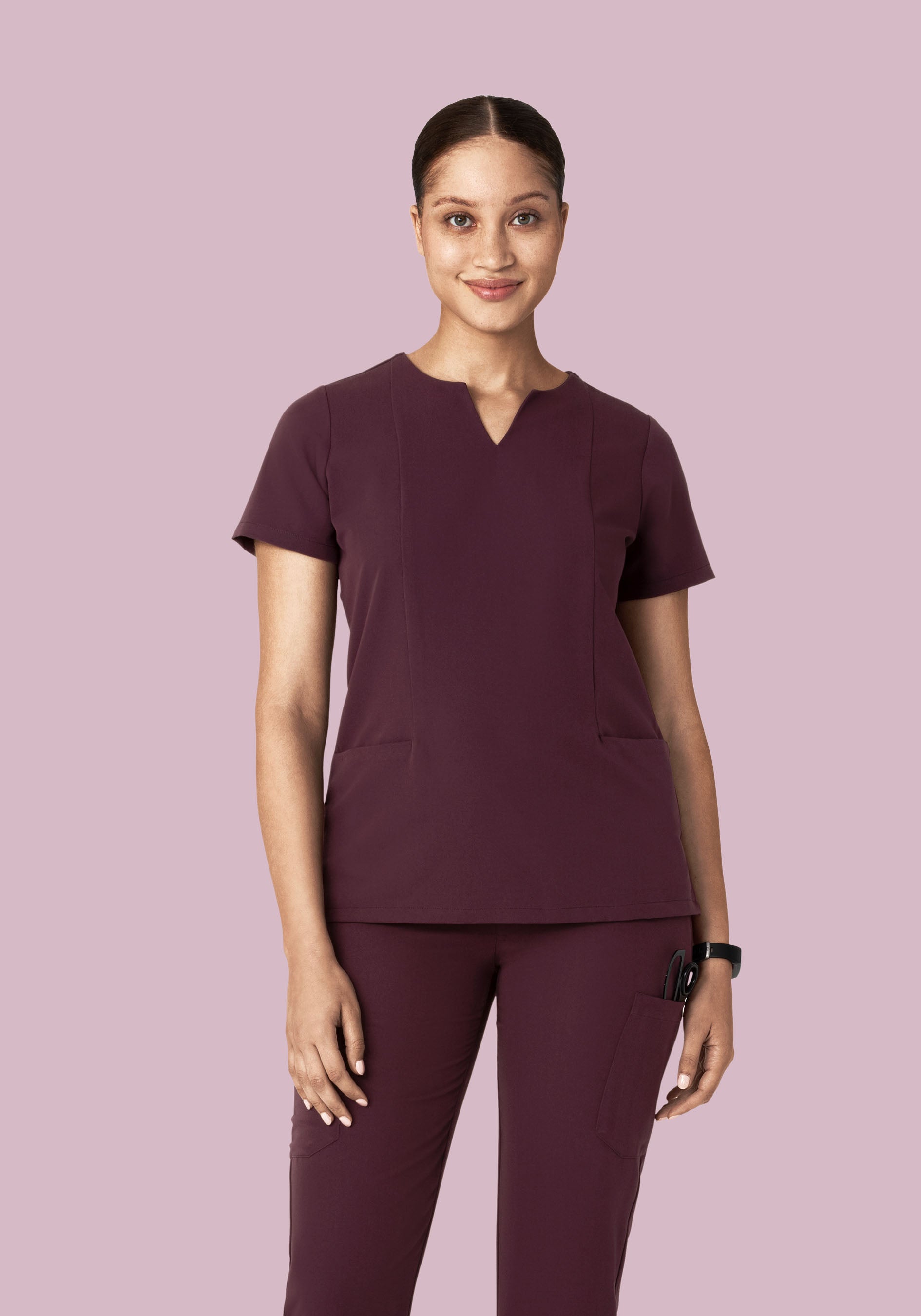 5 Pocket Notch Neck Top Merlot