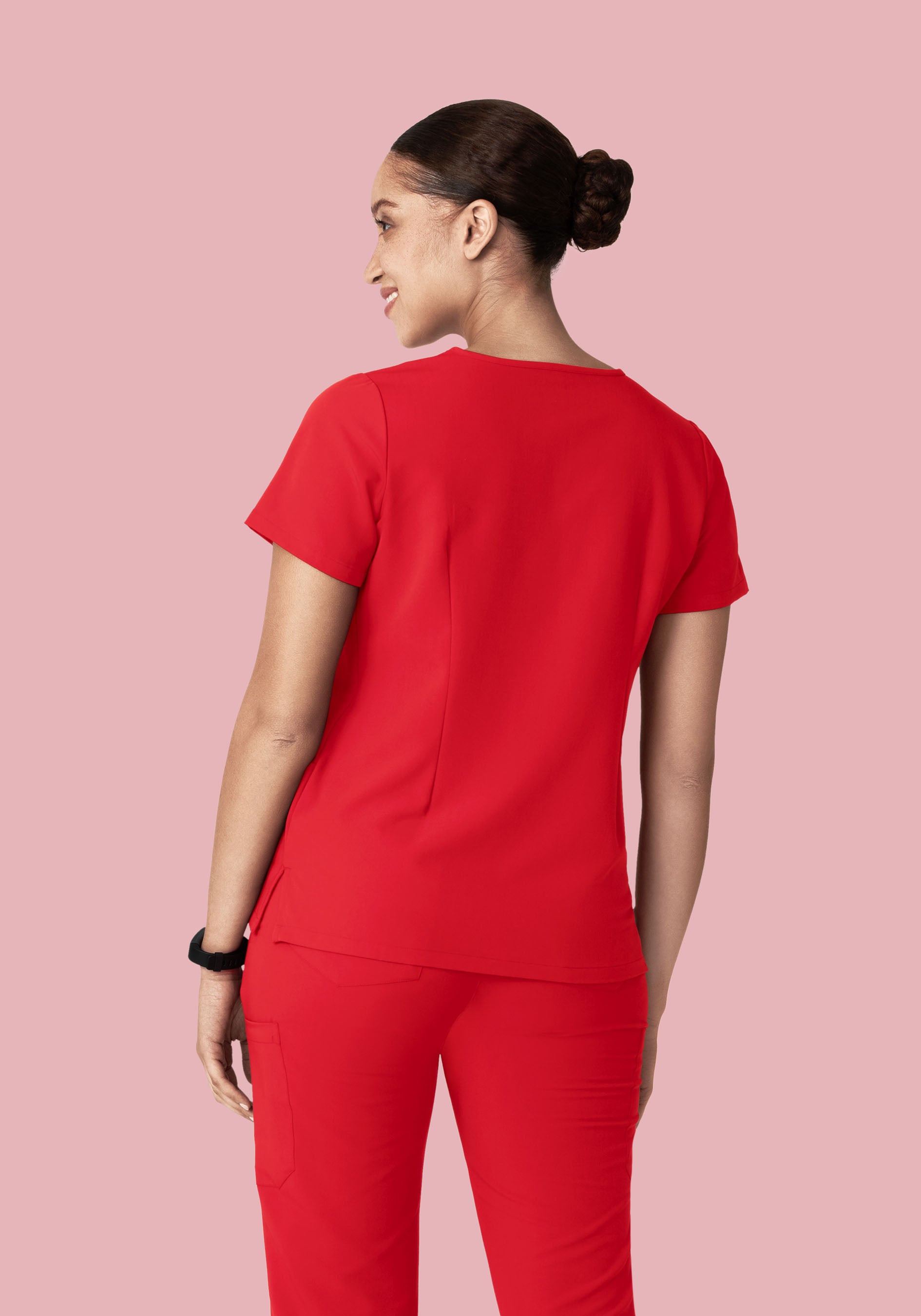 5 Pocket Notch Neck Top Poppy Red