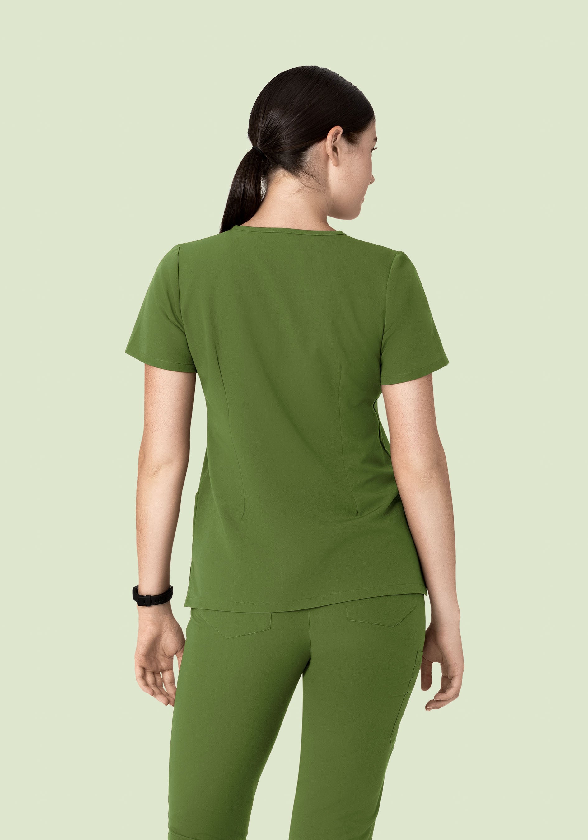 5 Pocket Notch Neck Top Moss