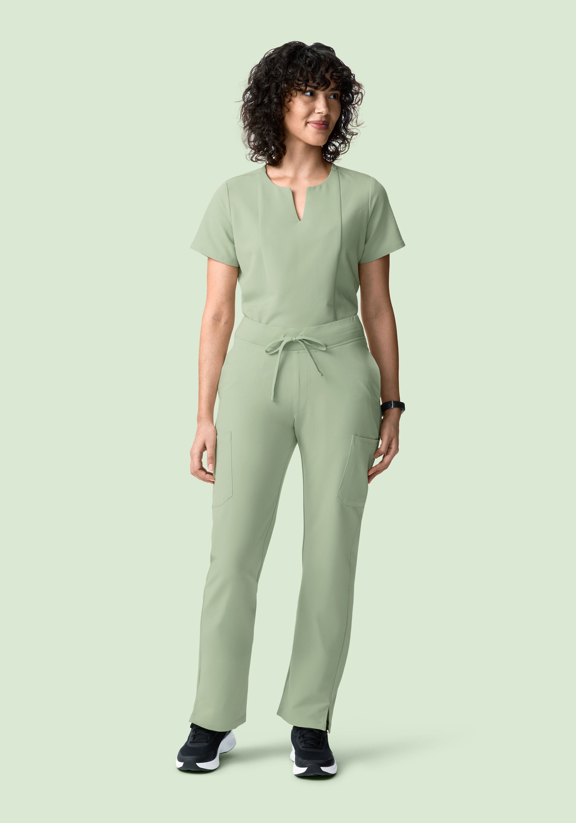 5 Pocket Notch Neck Top Green Tea