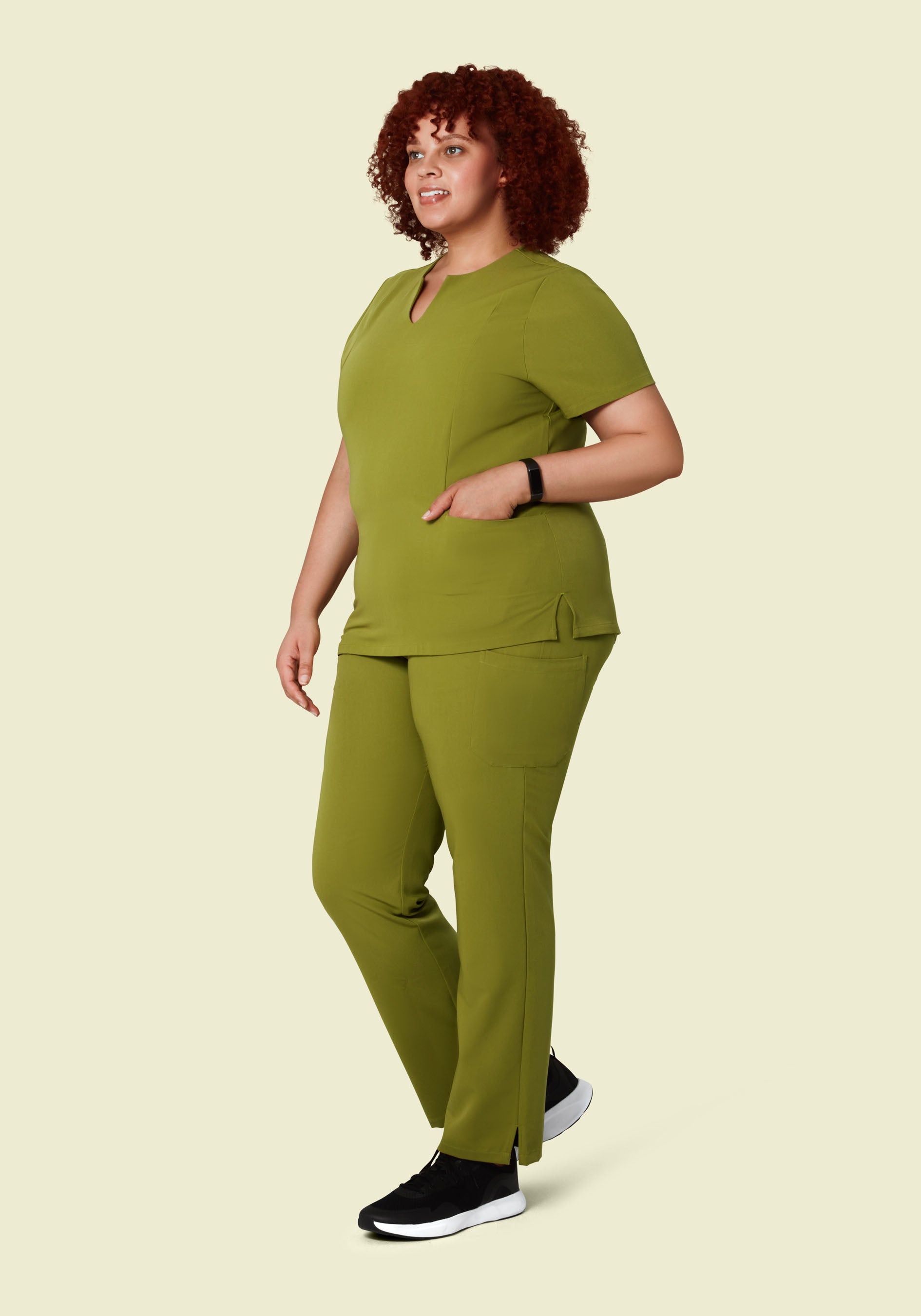 5 Pocket Notch Neck Top Avocado