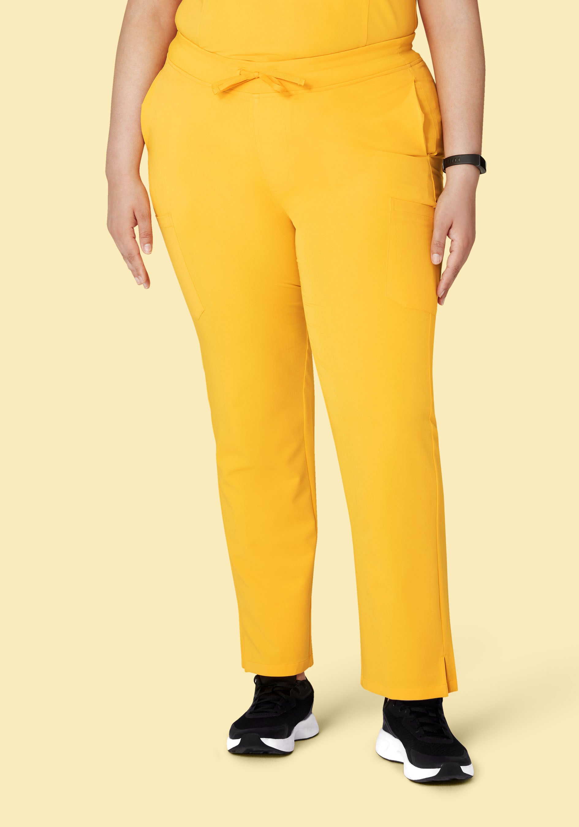 Plus Size Capri Scrubs Pants Pocket Cargo Pants Daffodil