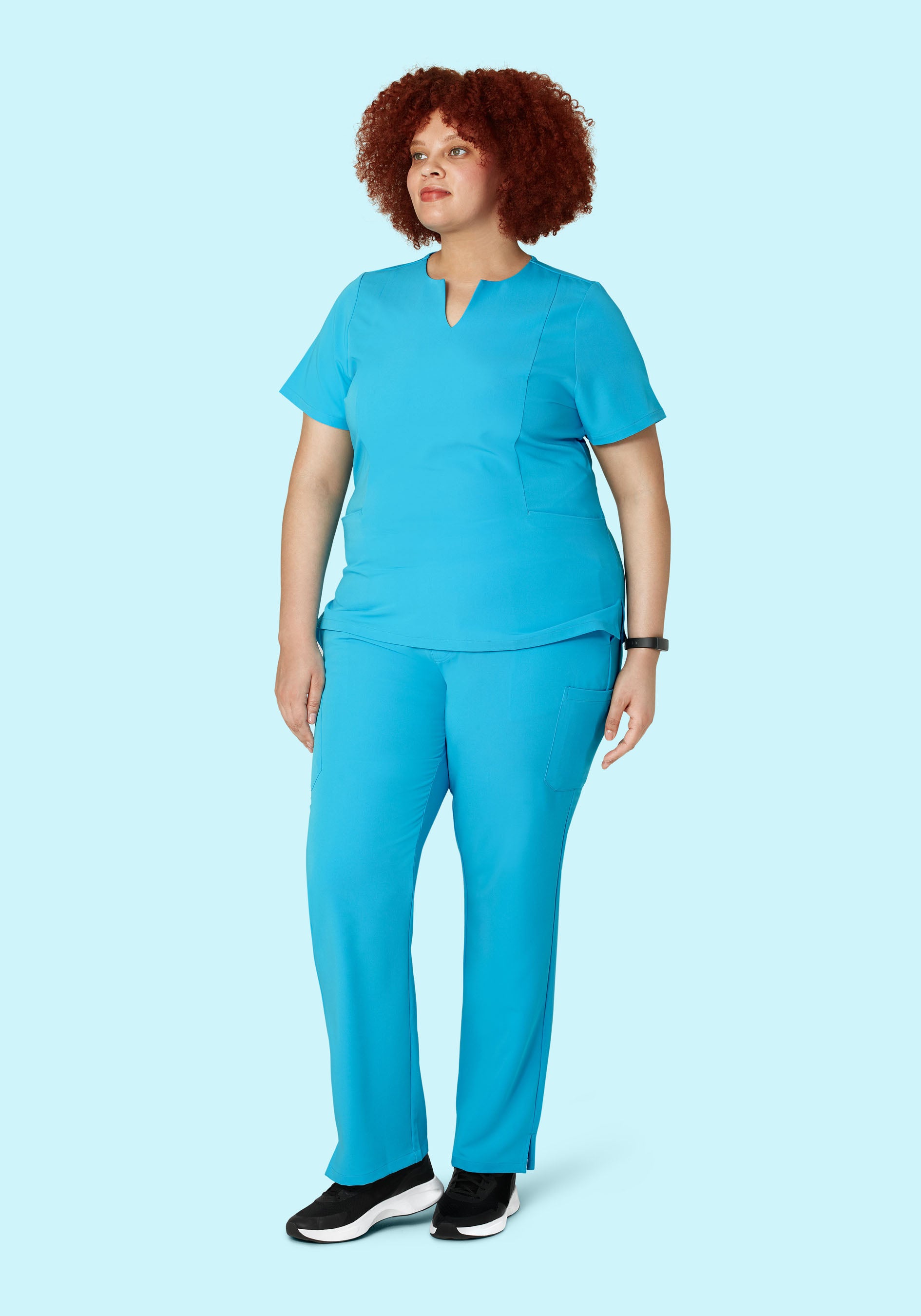 5 Pocket Notch Neck Top Pacific Blue