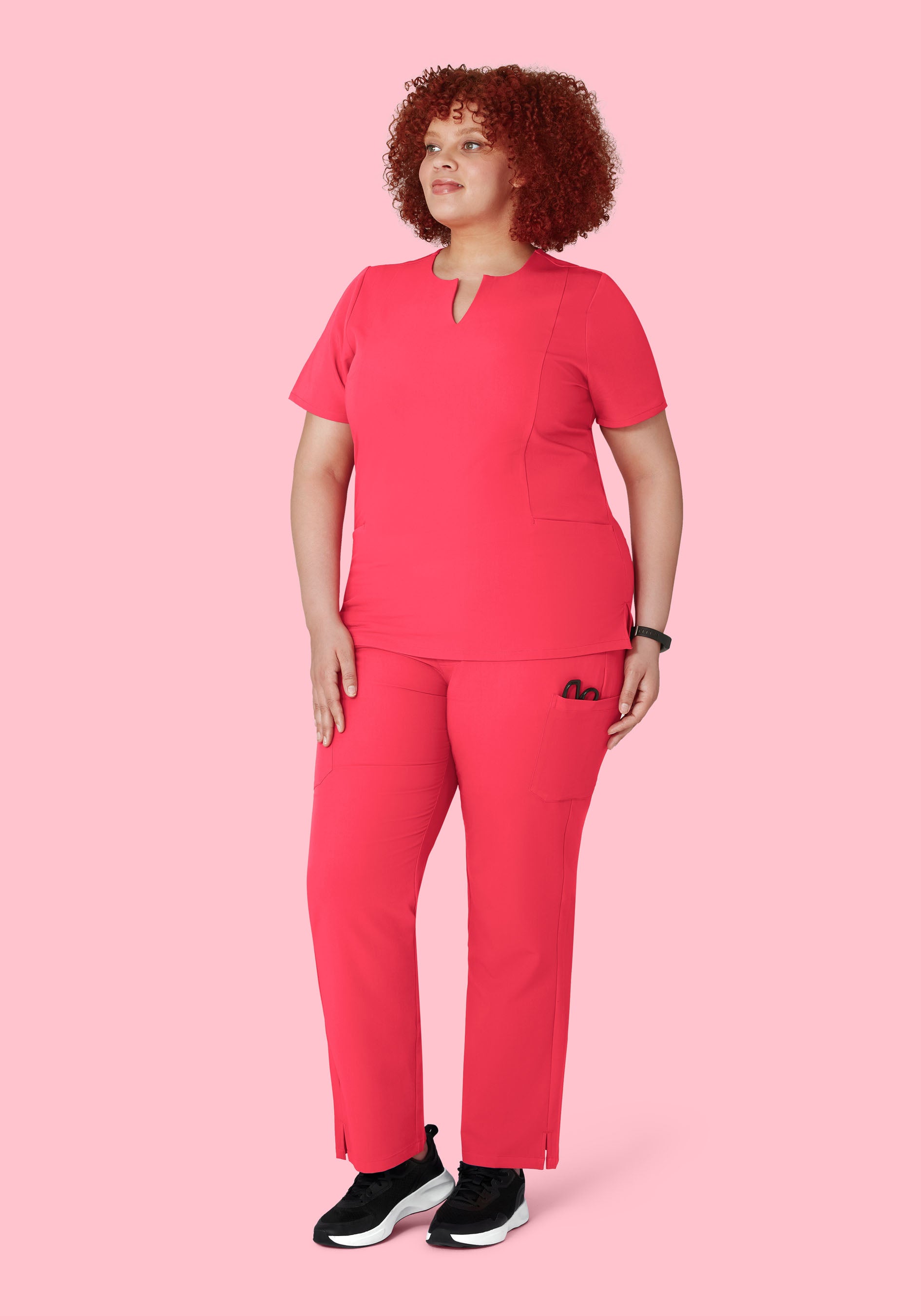 5 Pocket Notch Neck Top Paradise Pink