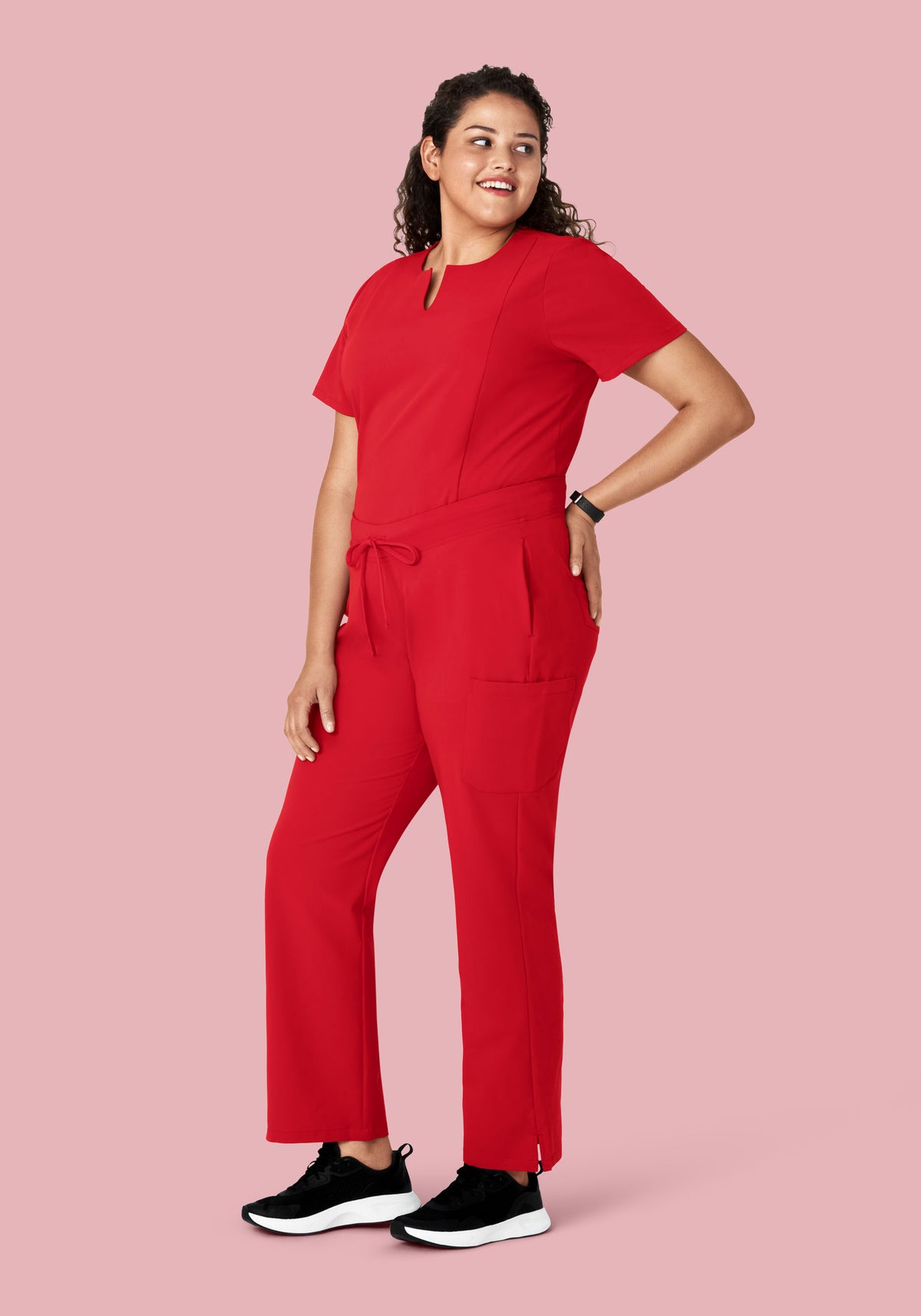 5 Pocket Notch Neck Top Poppy Red