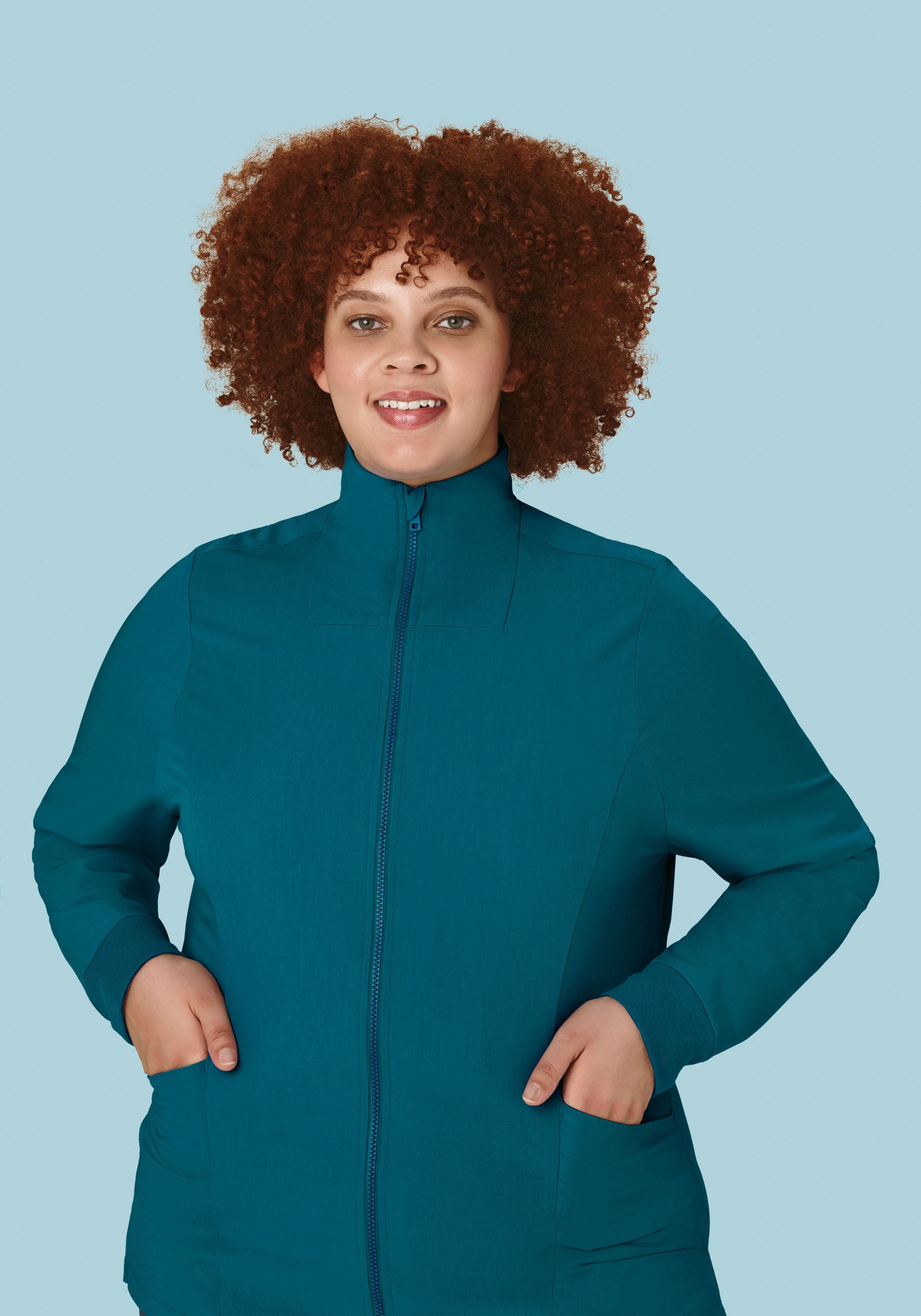 Women's Modern Scrub Jacket Caribbean Blue – Mandala Scrubs