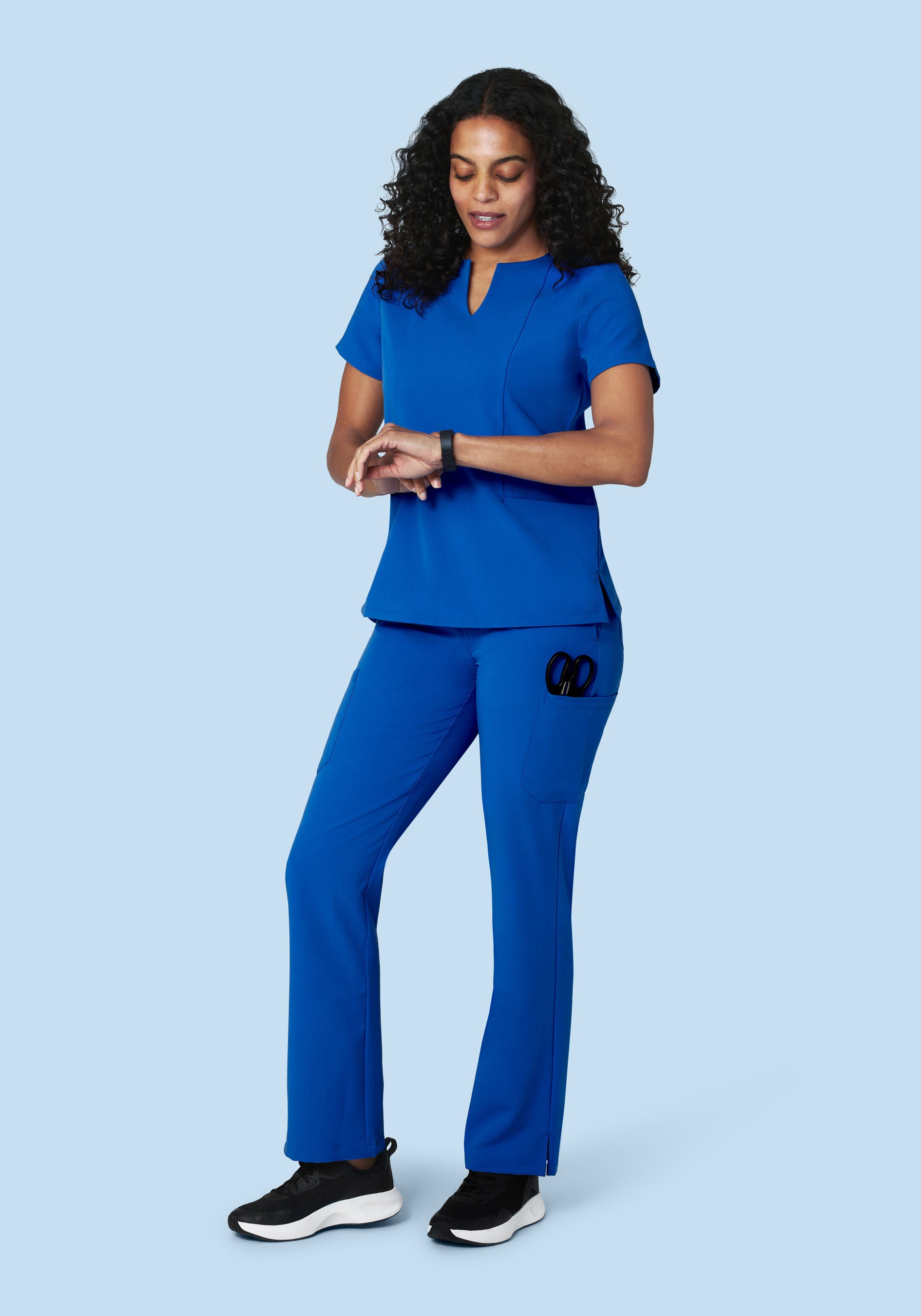 Women's Notch Neck Scrub Top - Cobalt | Mandala Scrubs
