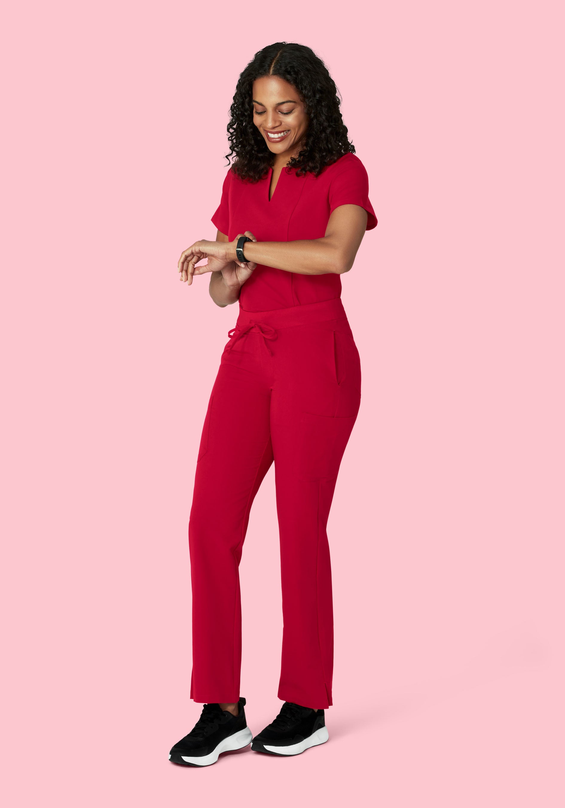 5 Pocket Notch Neck Top Crimson