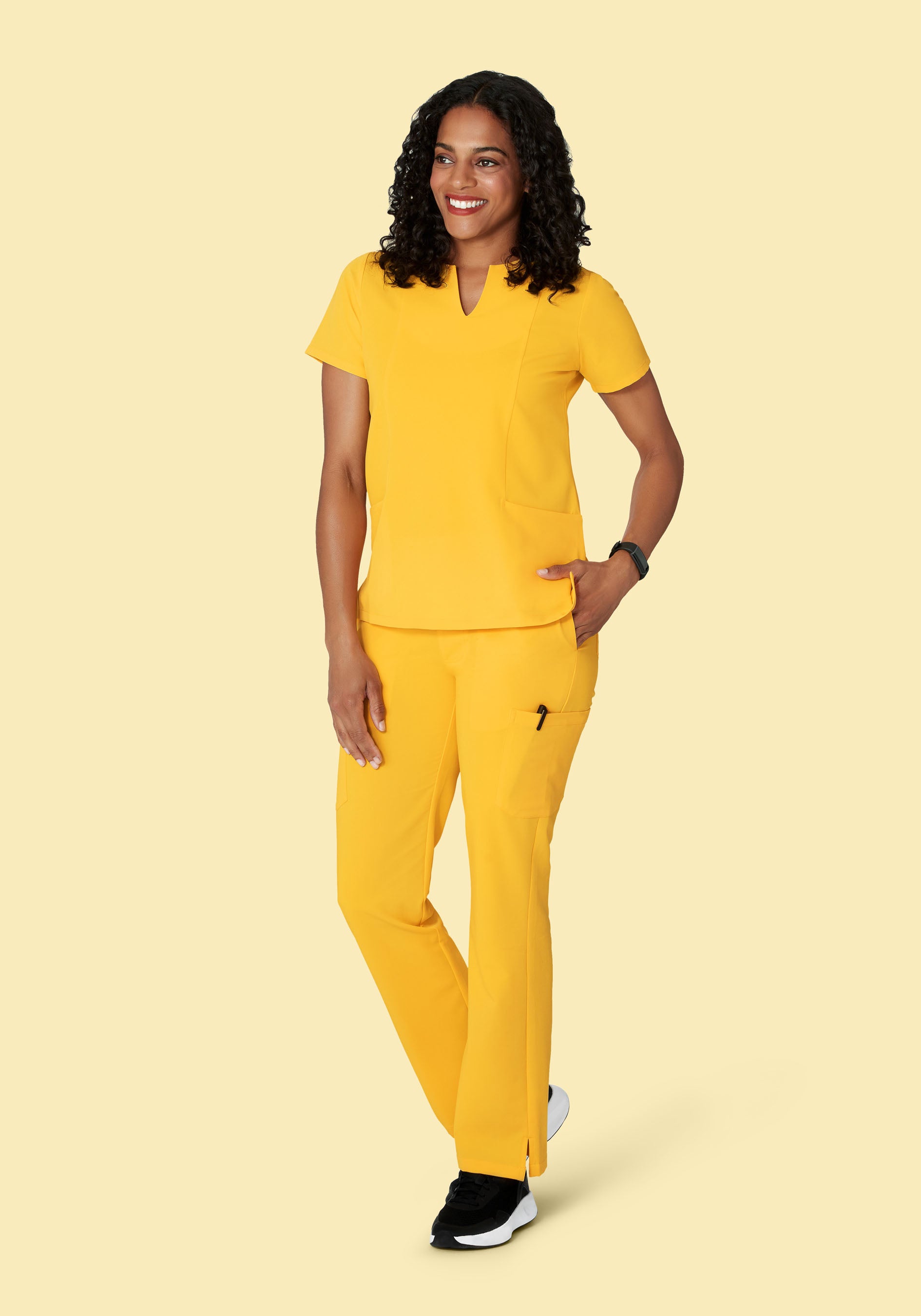 Women's Notch Neck Scrub Top - Daffodil | Mandala Scrubs